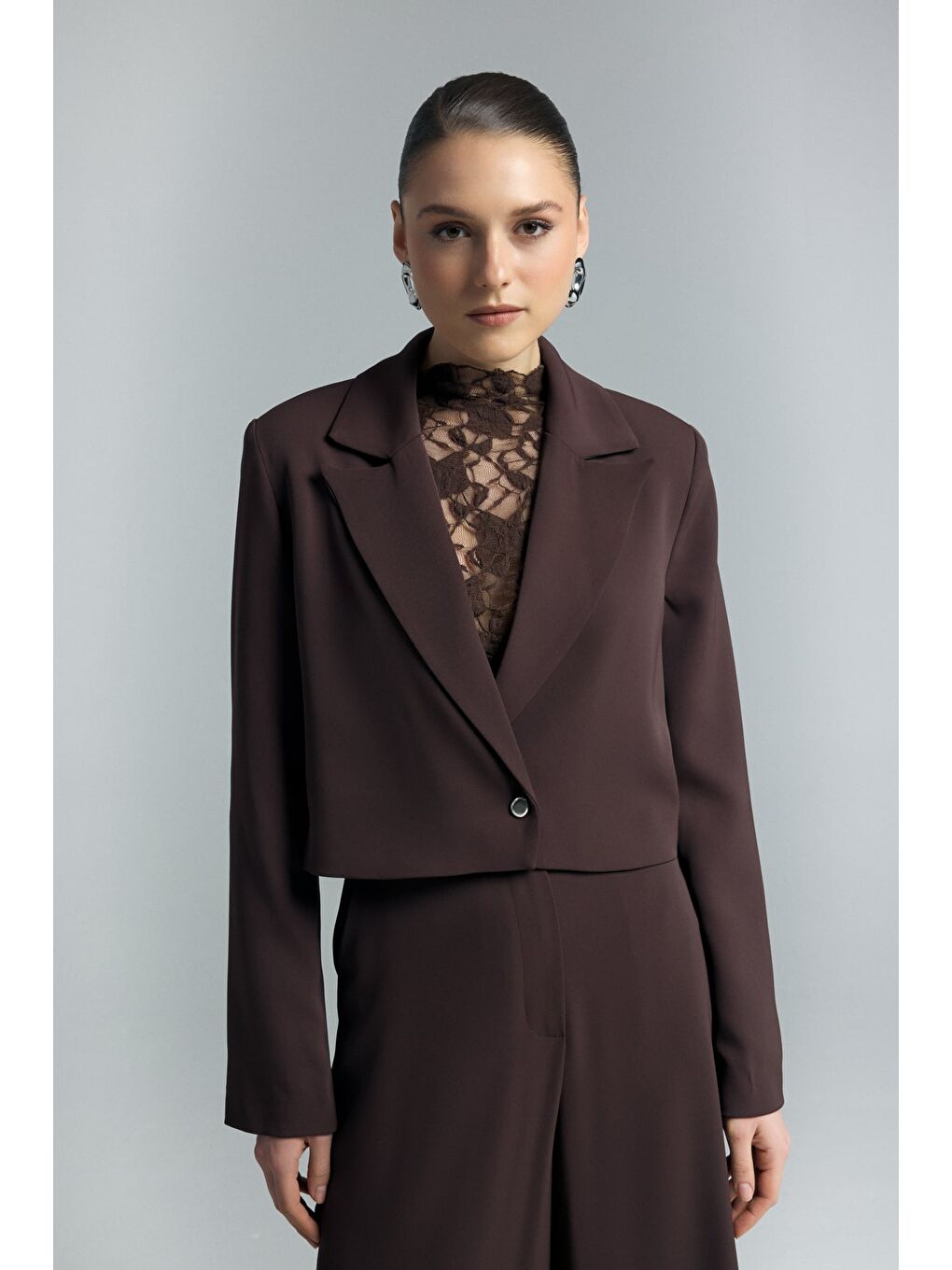 Kahverengi Mari Kısa Ceket - Kahve-1