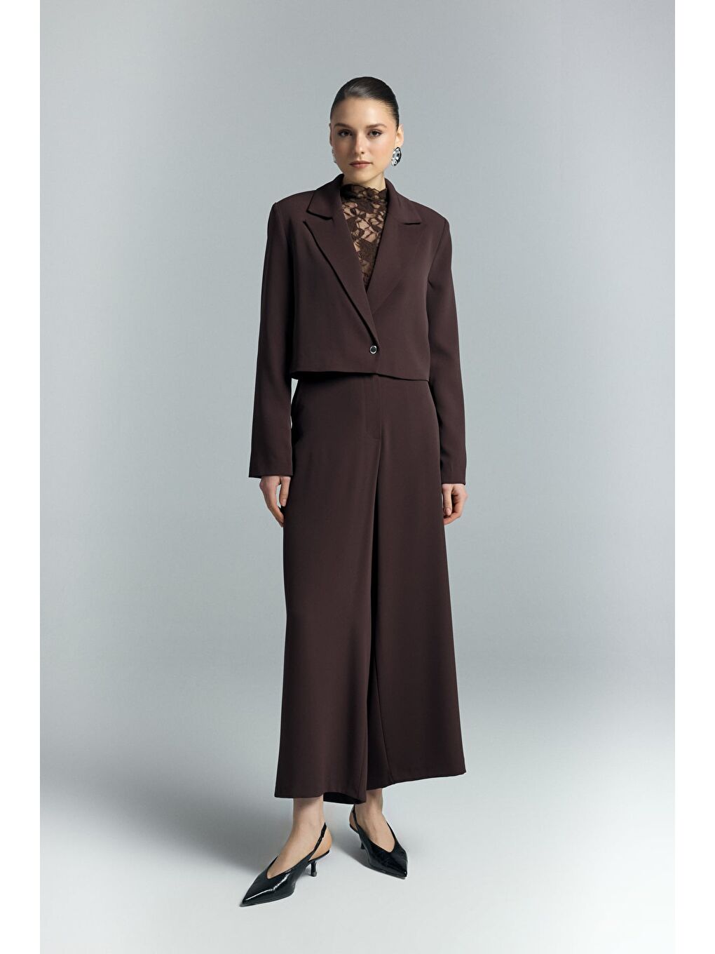 Kahverengi Mari Kısa Ceket - Kahve-2