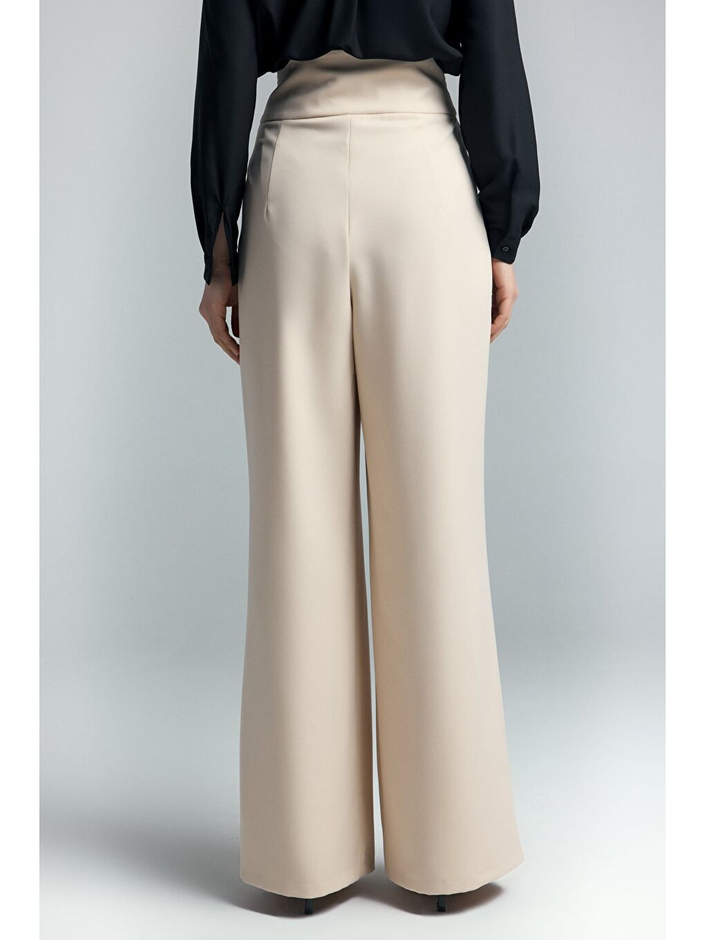 Bel Aksesuarlı Pantolon - Bej-6