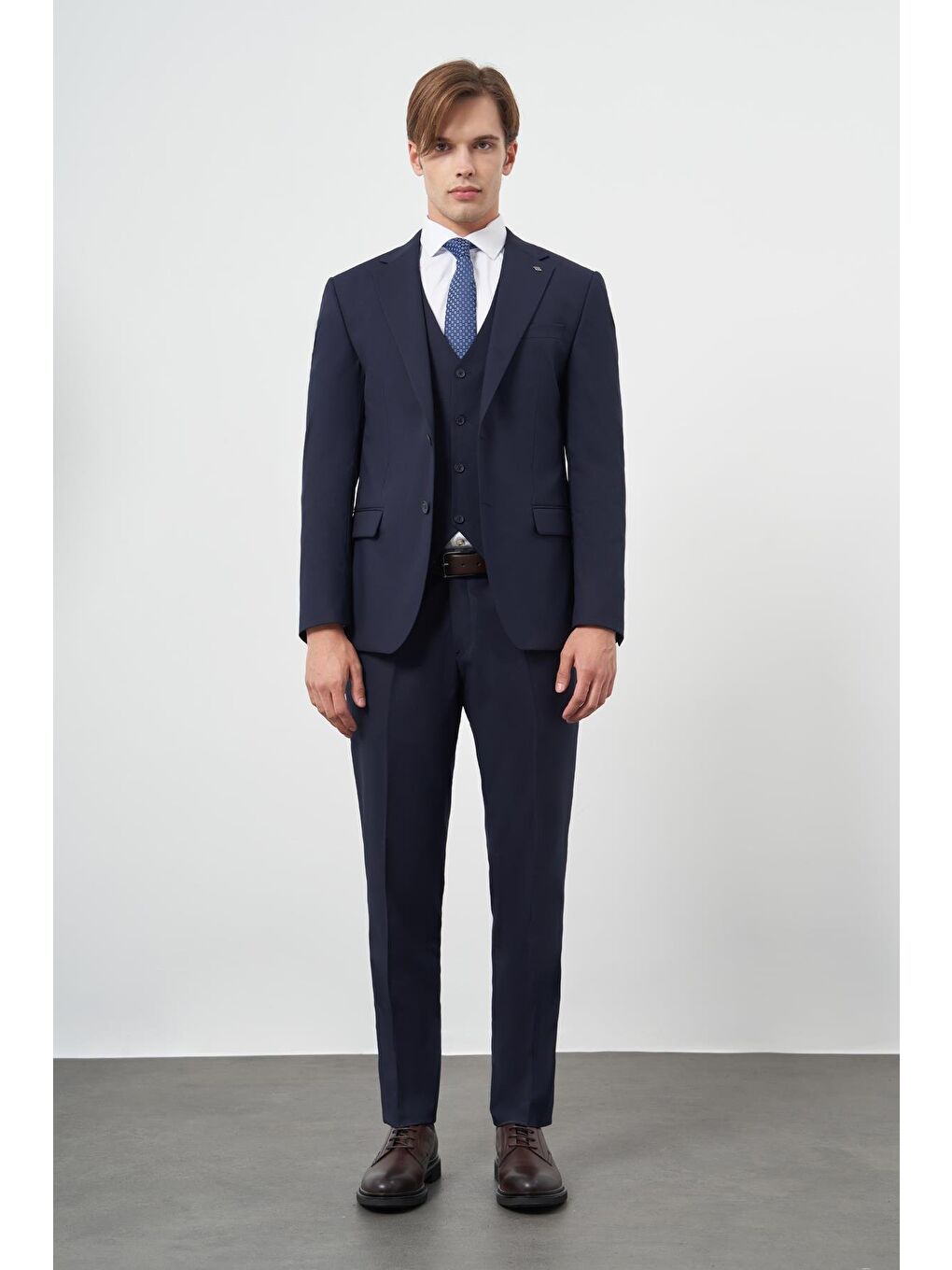 Lacivert Yelekli 6 Drop Dar Kesim Basic Takım Elbise 1001245386-1