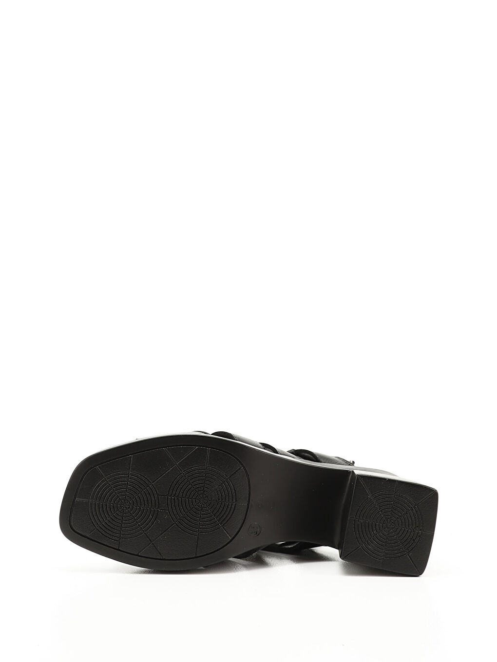 Mor Kadın ZÜMRÜT-SİYAH Örgü Bantlı Kalın Topuklu Hakiki Deri Sandalet-3