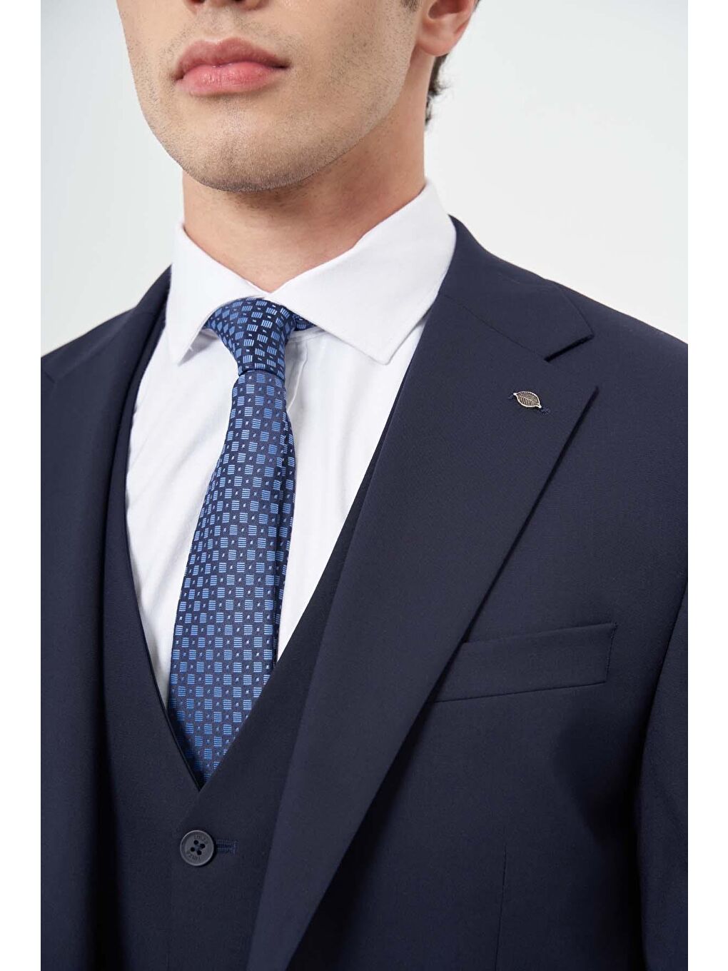 Lacivert Yelekli 6 Drop Dar Kesim Basic Takım Elbise 1001245386-3