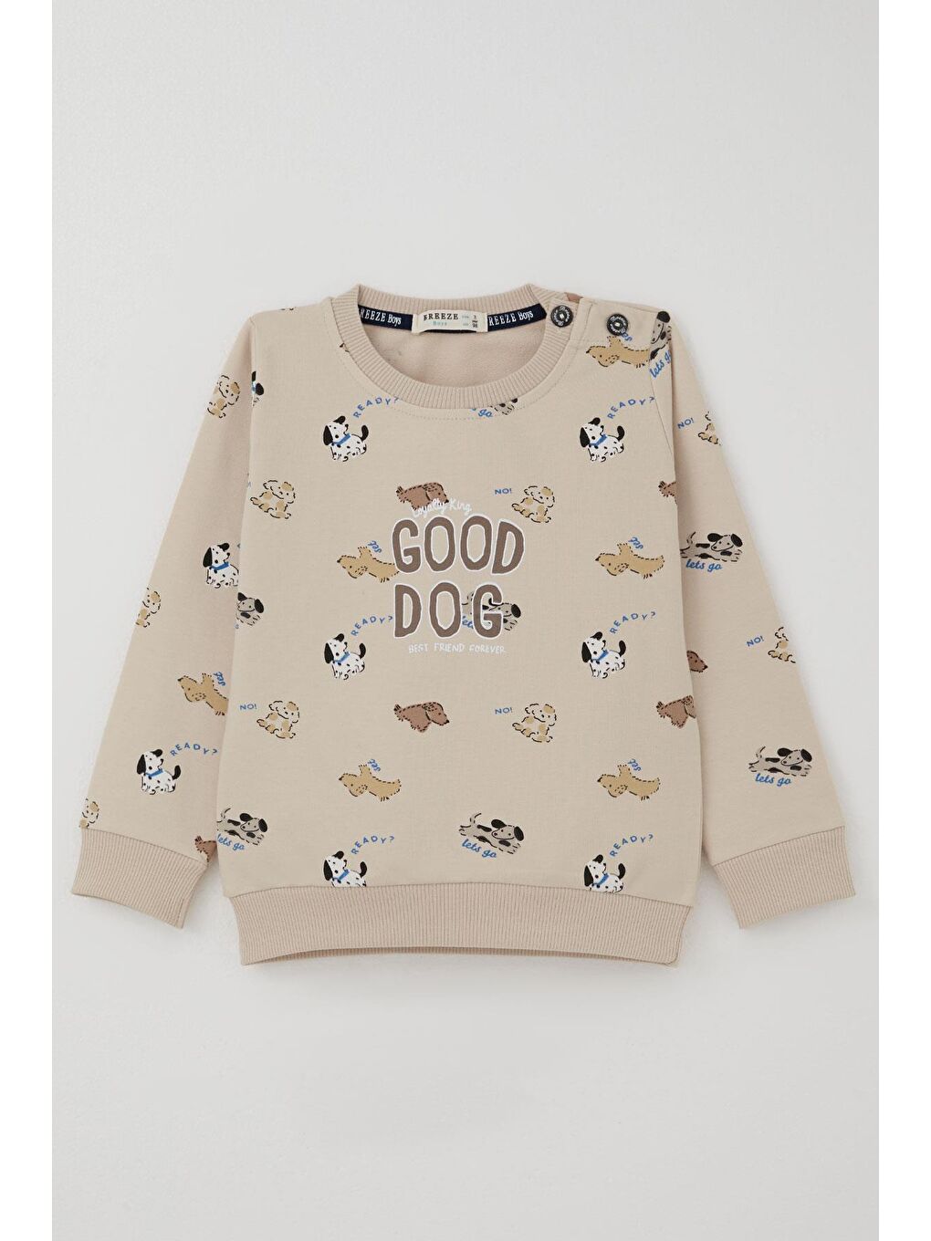 Erkek Bebek Eşofman Takımı Sevimli Köpekçikler Desenli Bej (9 Ay-3 Yaş)-5