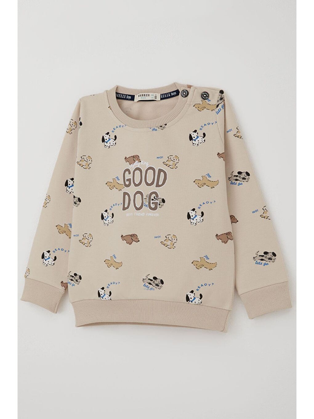 Erkek Bebek Eşofman Takımı Sevimli Köpekçikler Desenli Bej (9 Ay-3 Yaş)-9