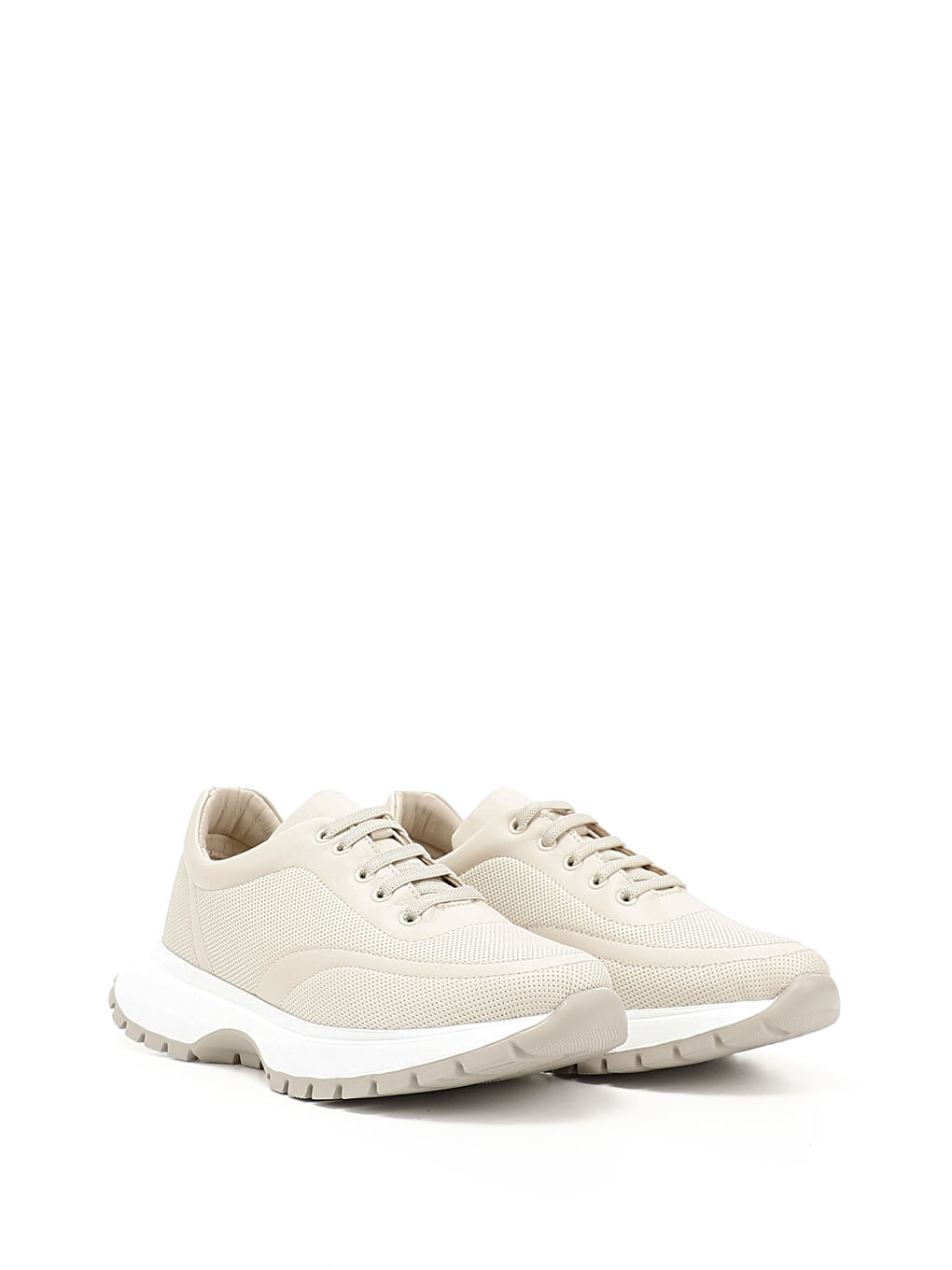 Bej Kadın BEJ-CAMEL Lastik Bağcıklı Hakiki Deri Sneaker-1