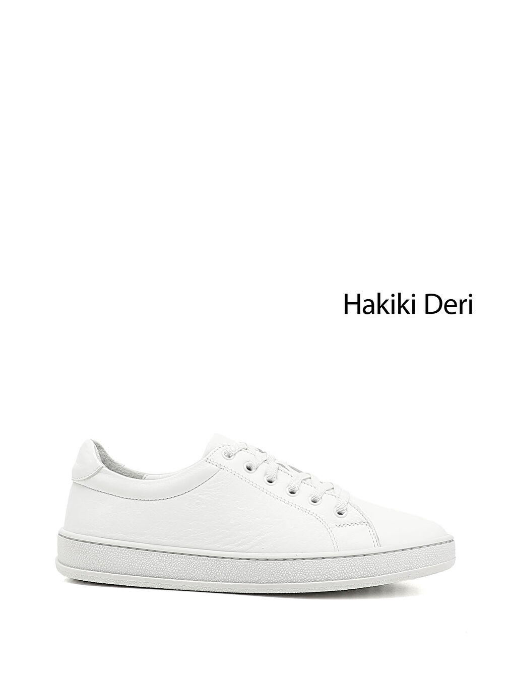 Beyaz Kadın BEYAZ-AÇIK GRİ Lastik Bağcıklı Hakiki Deri Sneaker