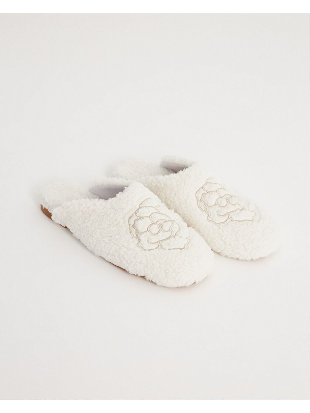 Ekru Kadın Gül Desenli Ev Terliği Bloom