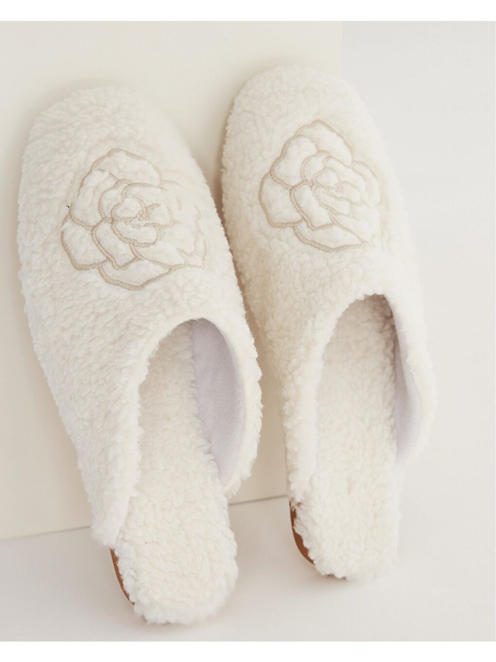 Ekru Kadın Gül Desenli Ev Terliği Bloom-2