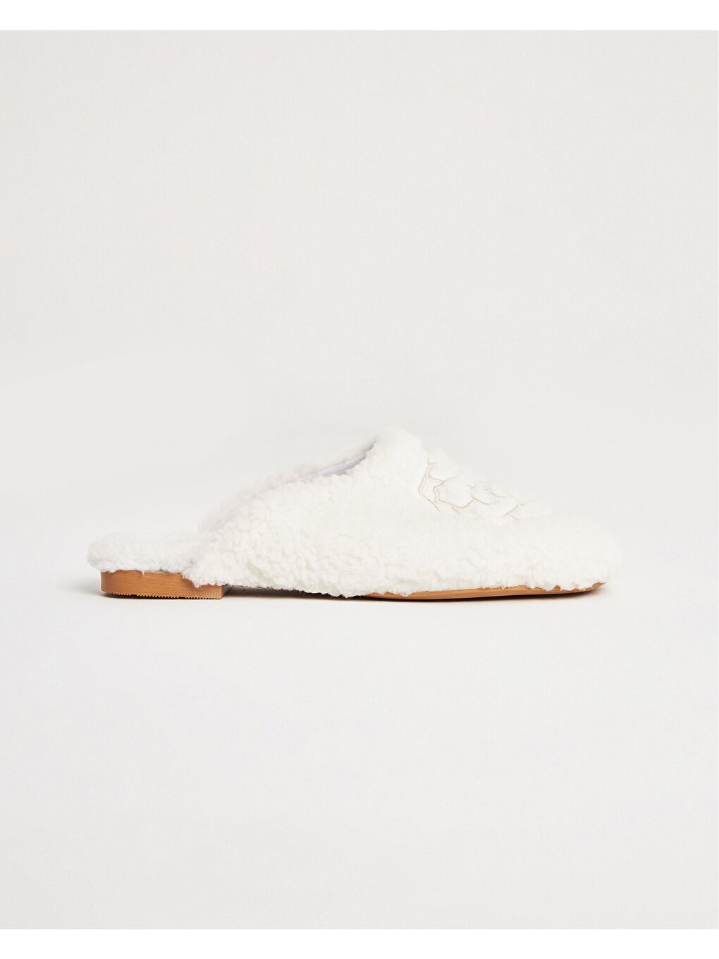 Ekru Kadın Gül Desenli Ev Terliği Bloom-4