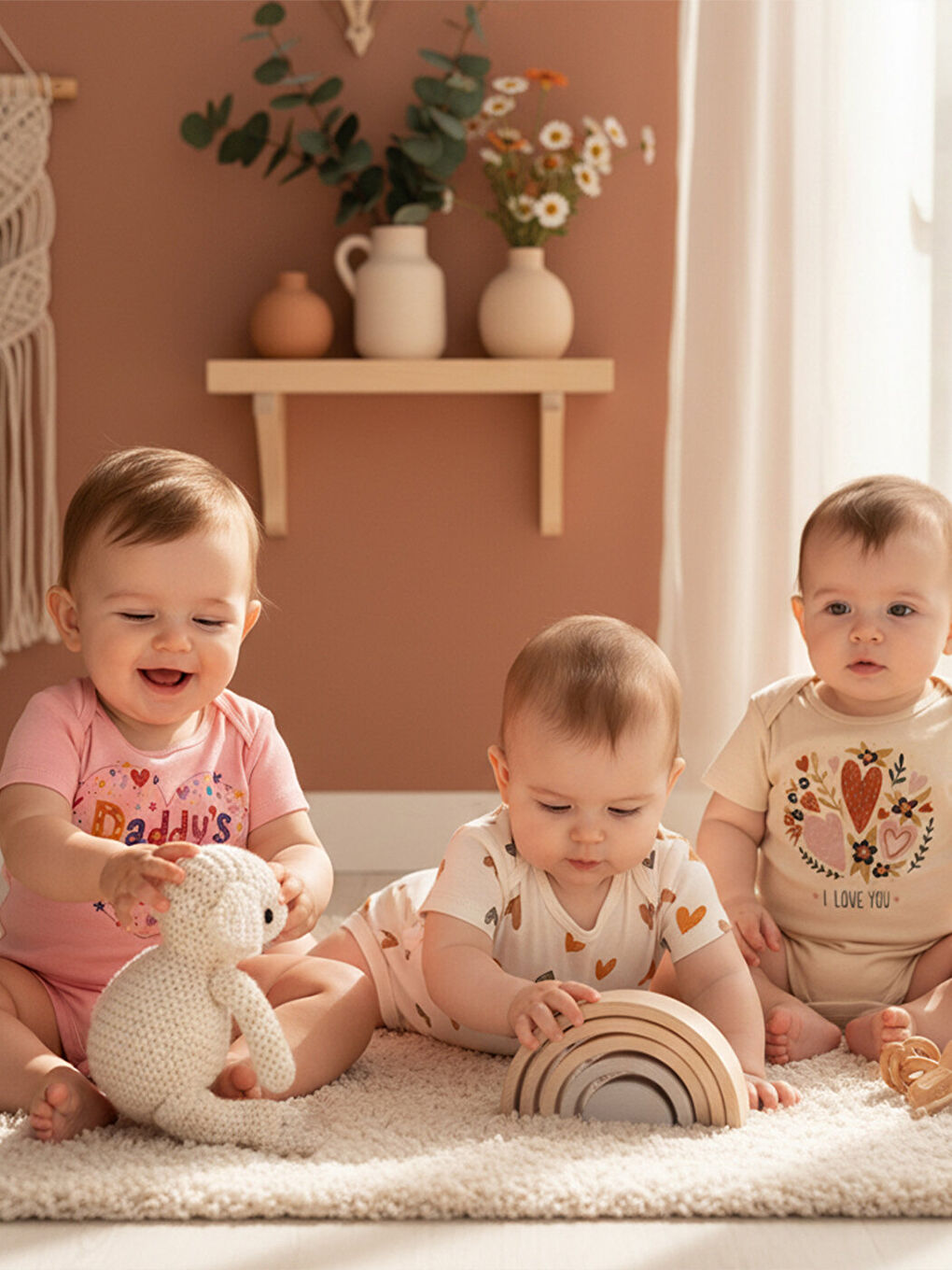 Kırmızı 3'Lü %100 Pamuklu Organik Baskılı Kısa Kollu Çıtçıtlı Bebek Body Zıbın 768-515-1