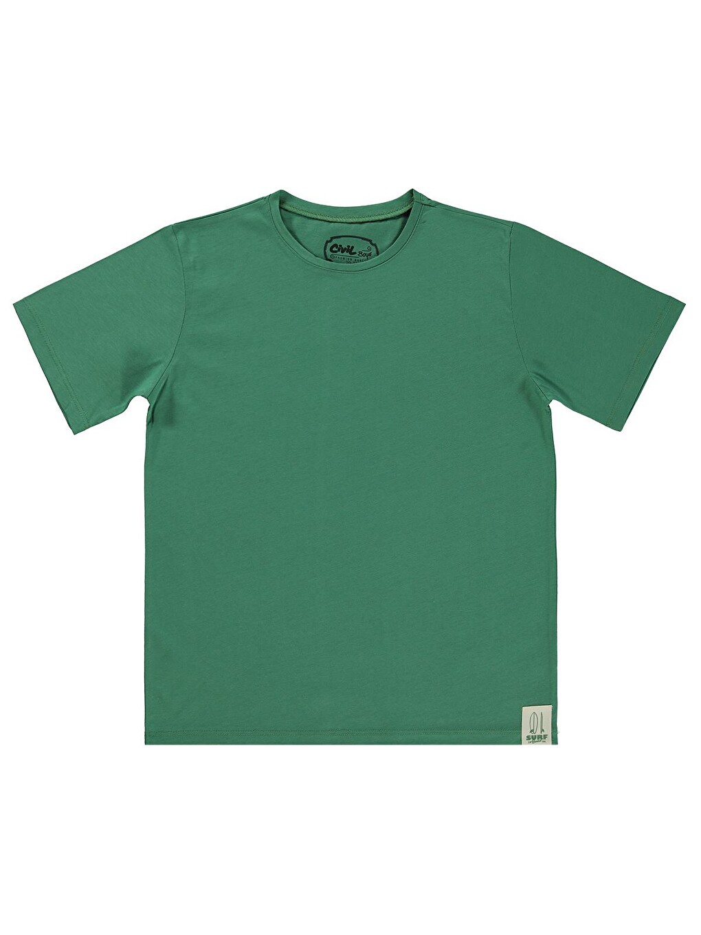 Boys Basic Surf Etiketli 10-13 Yaş Tişört - Yeşil