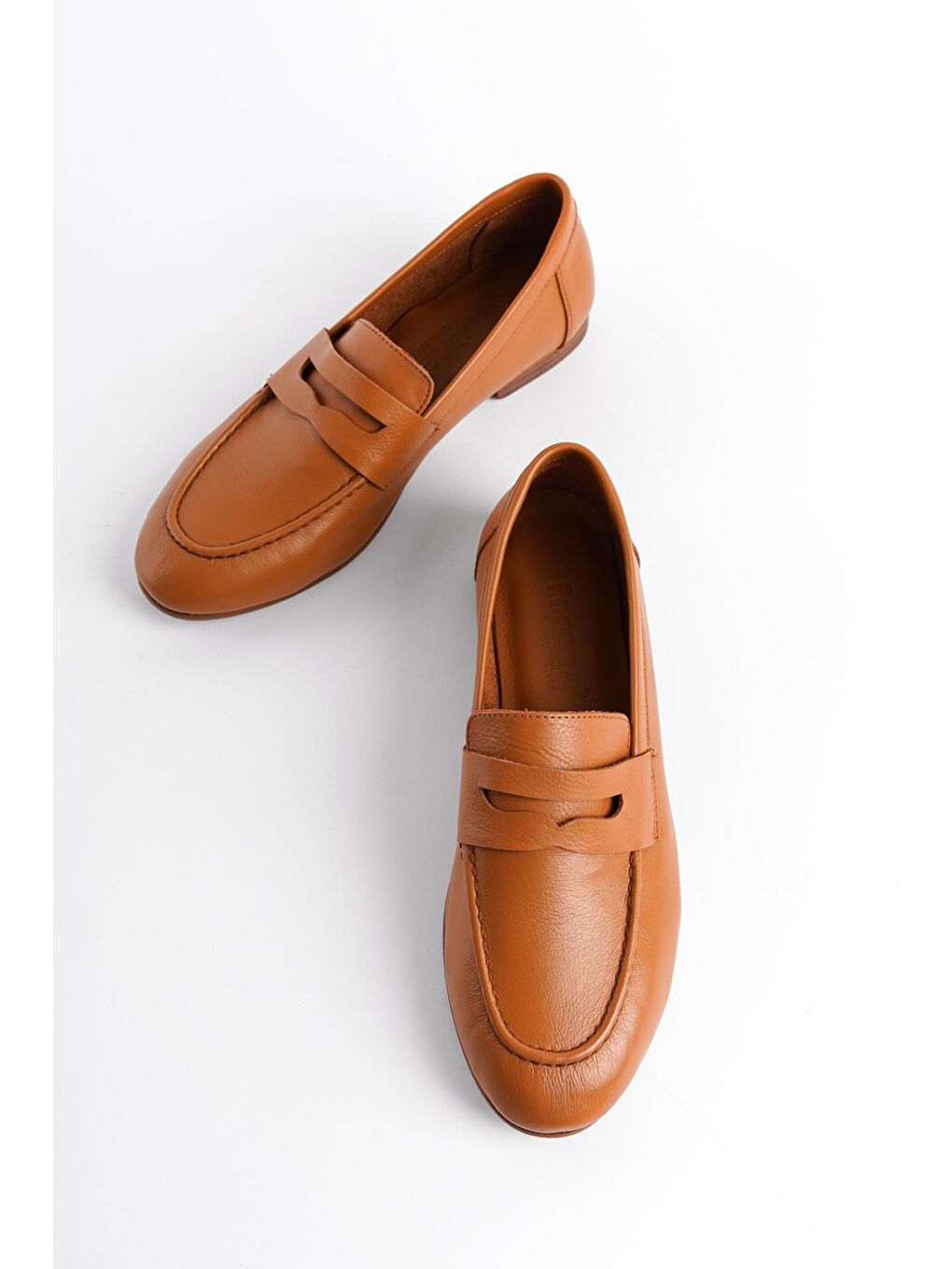 Kahverengi Calla Hakiki Deri Kadın Loafer-2