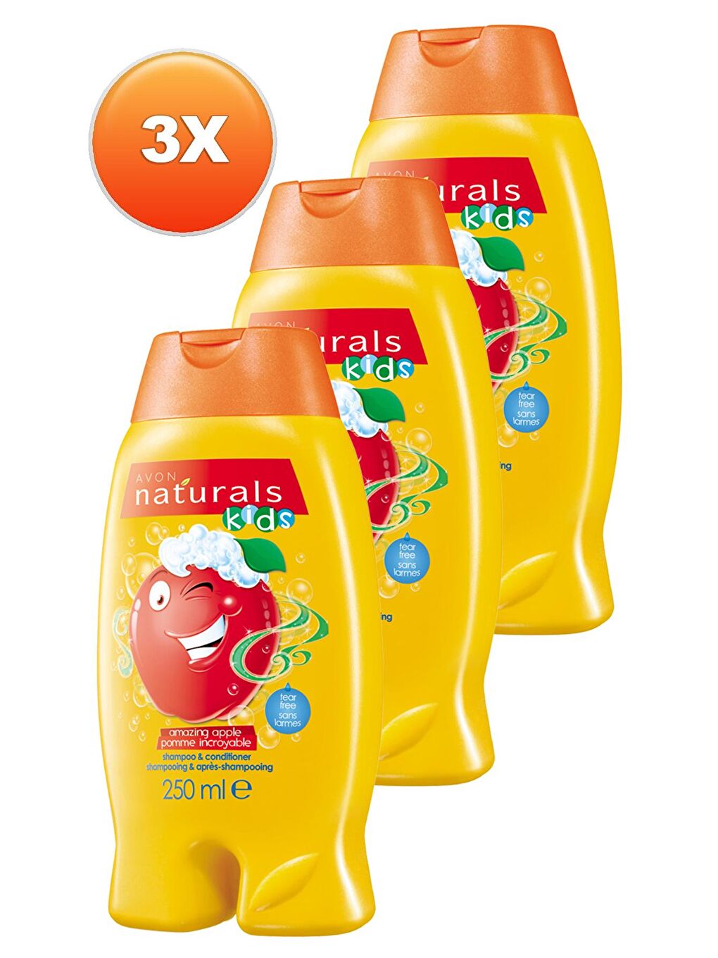 Elma Kokulu Göz Yakmayan Şampuan ve Saç Kremi 250 Ml. Üçlü Set-1
