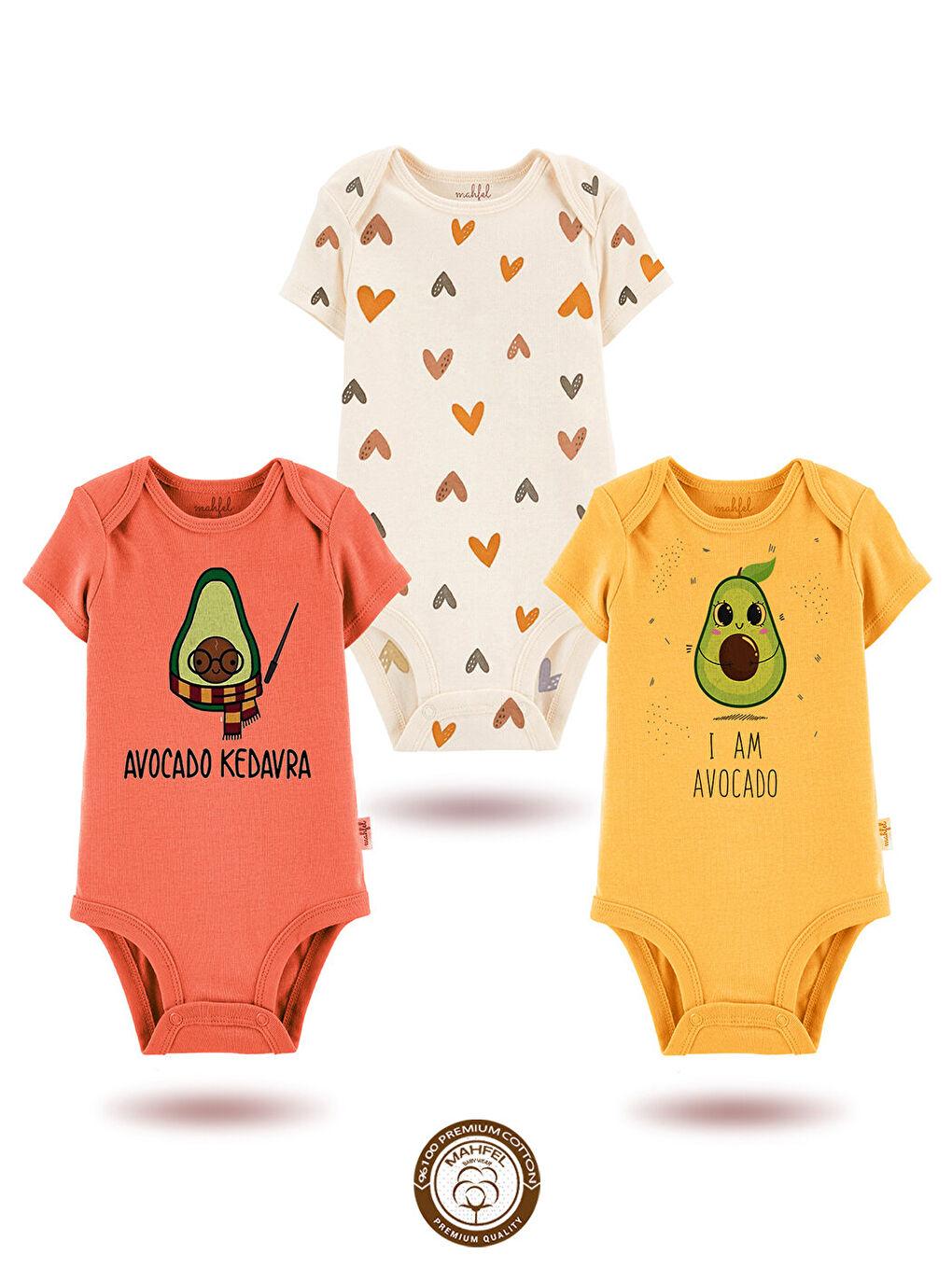 Pembe 3'Lü %100 Pamuklu Organik Baskılı Kısa Kollu Çıtçıtlı Bebek Body Zıbın 575-720