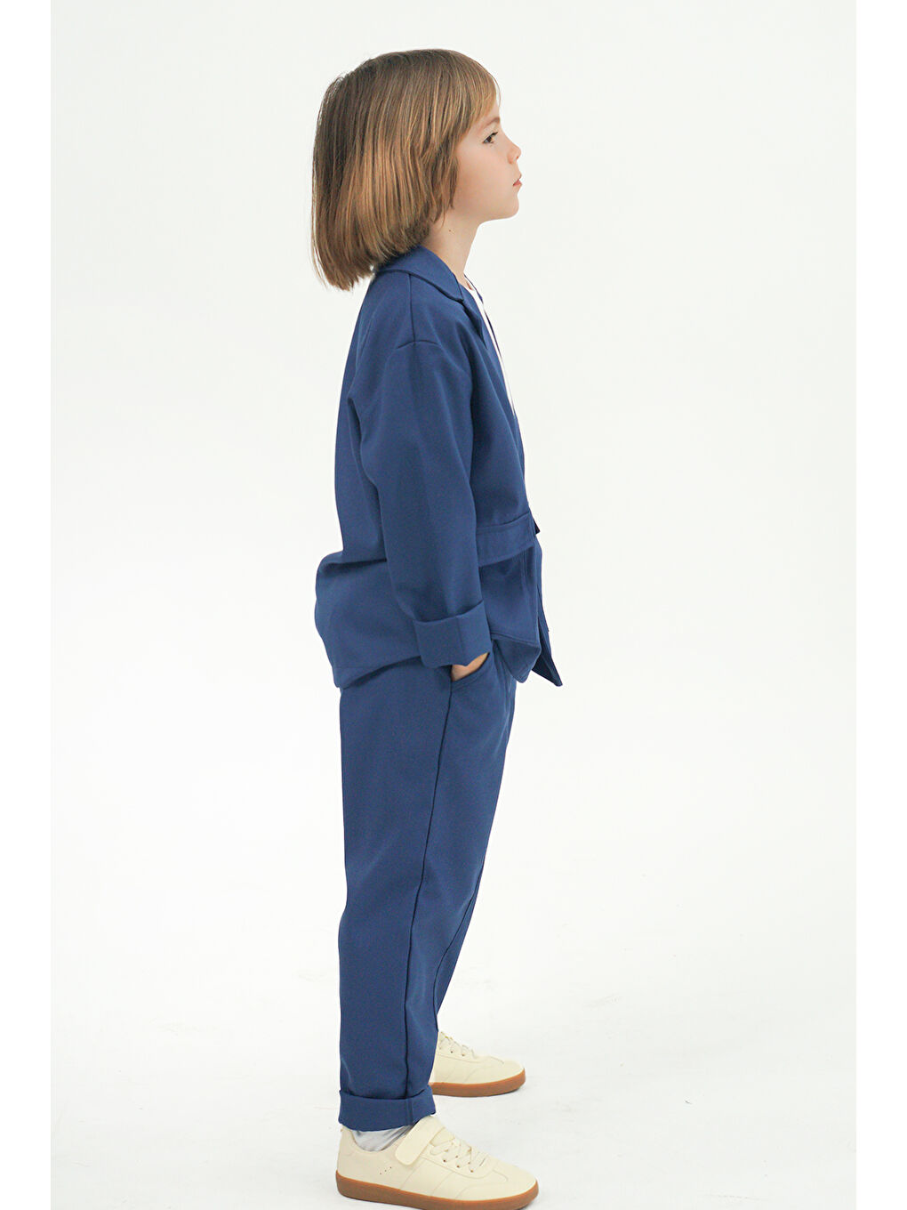 İndigo Gabardin Rahat Ceket Pantolon Takım-1