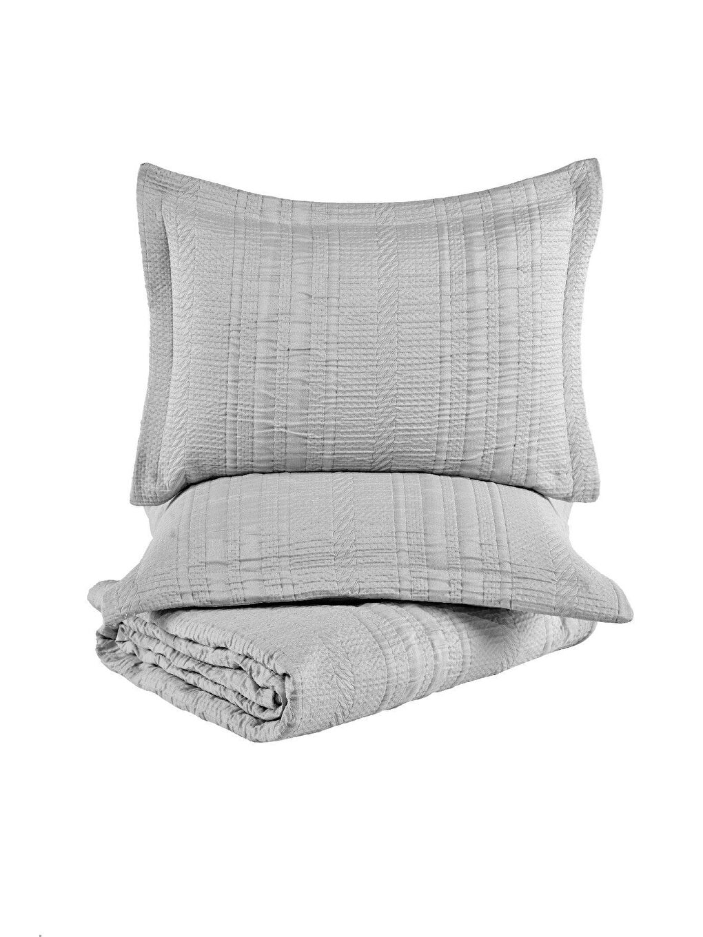 Gri Yatak Örtüsü Takımı Tek Kişilik Matilda Gümüş (180x240cm)-3