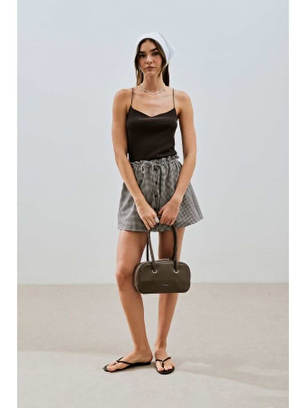 Pötikare Şort Etek Kahverengi-1