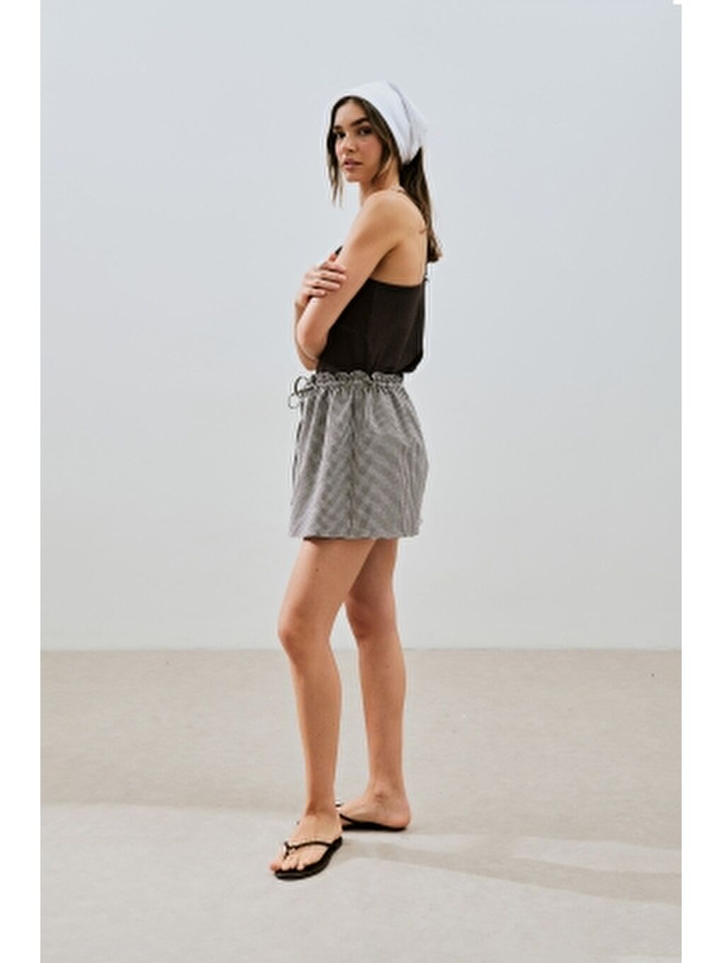 Pötikare Şort Etek Kahverengi-3