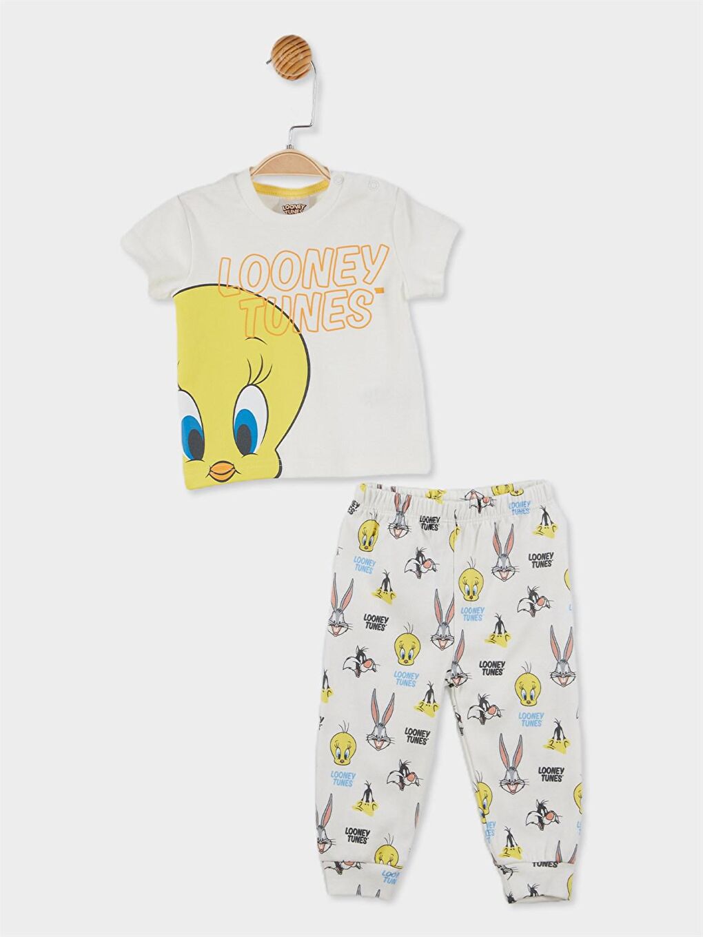 Ekru Looney Tunes Lisanslı Kız Bebek Pijama Takımı 20801