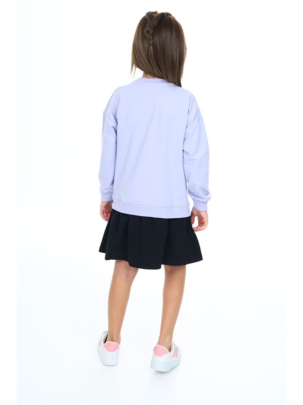 Lila Kız Çocuk Baskılı Elbise-2