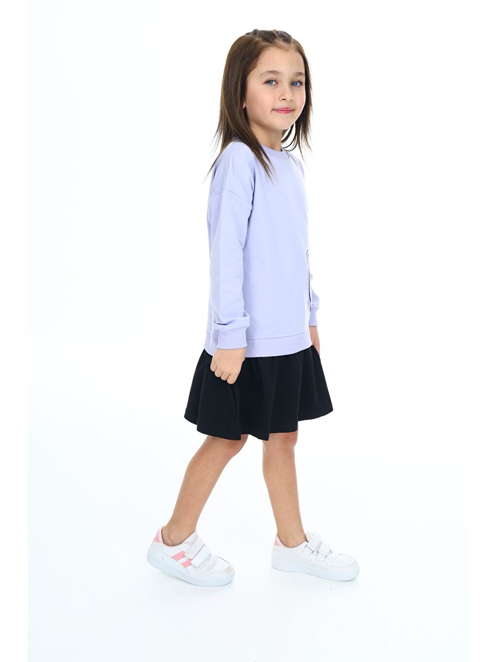 Lila Kız Çocuk Baskılı Elbise-3