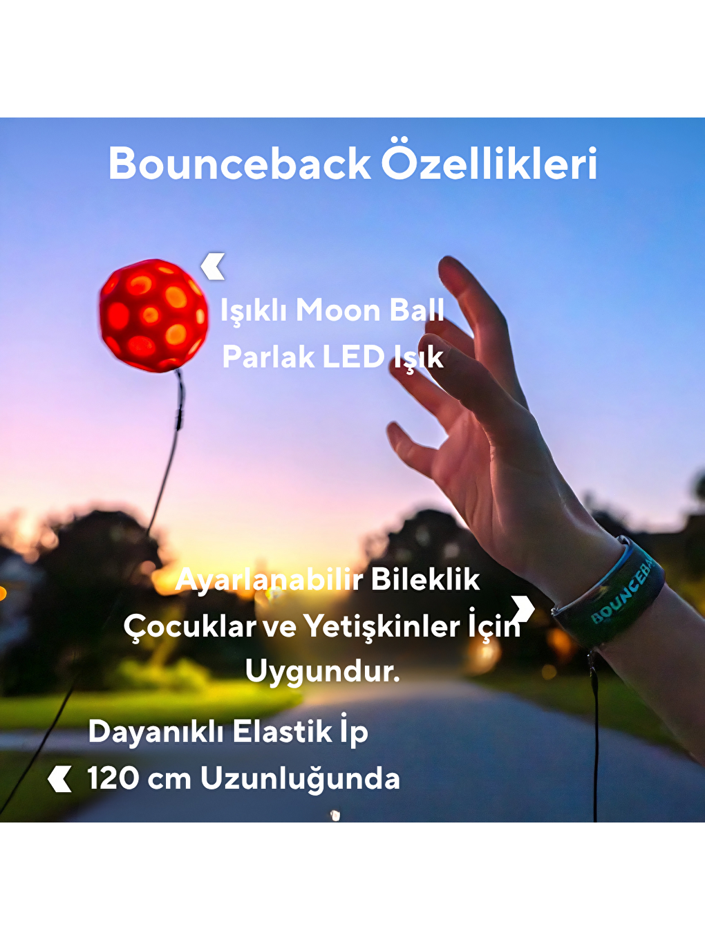 Led Bounceback Moonshine Işıklı Geri Dönen Ve Yüksek Zıplayan Top Bilek İpli Moon Ball-5