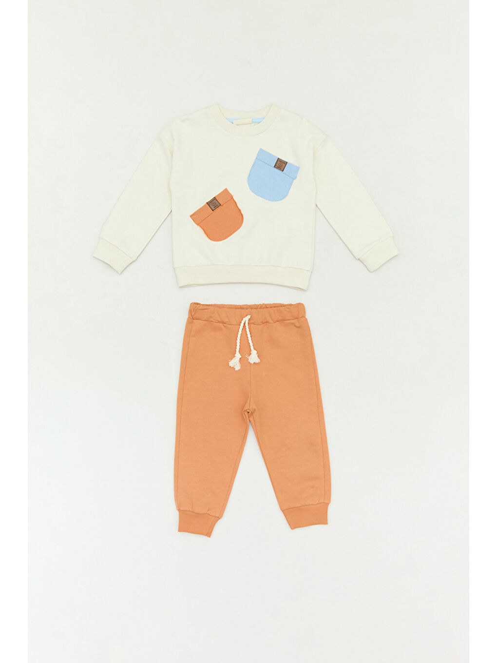 Fullamoda Turuncu Cepli Bisiklet Yaka Jogger Unisex Bebek Takım