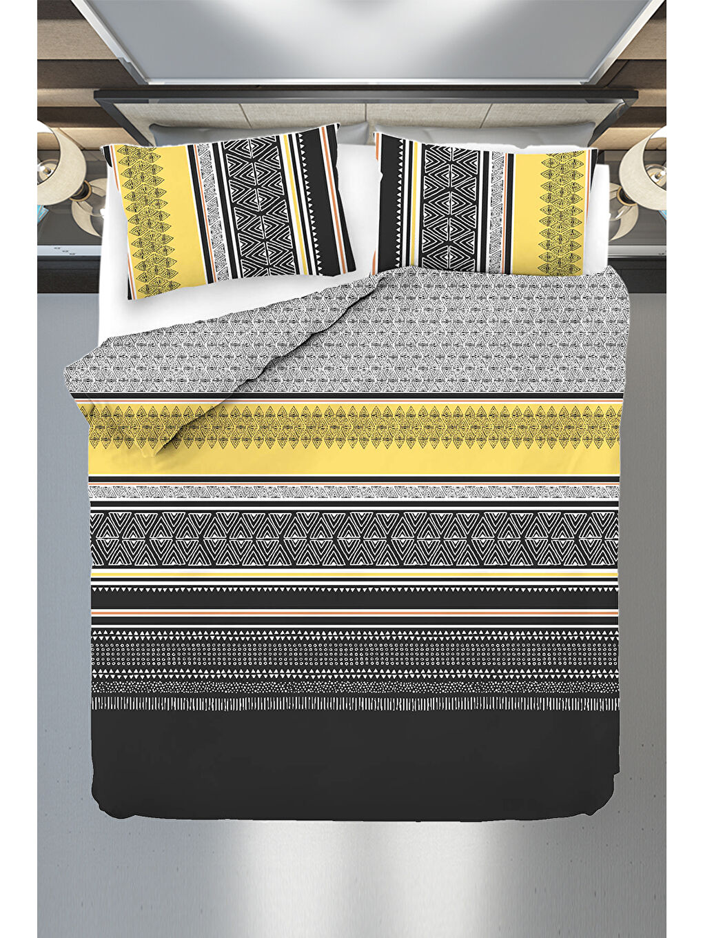 Nevresim Seti Çift Kişilik Baskılı Formas Sarı-Siyah