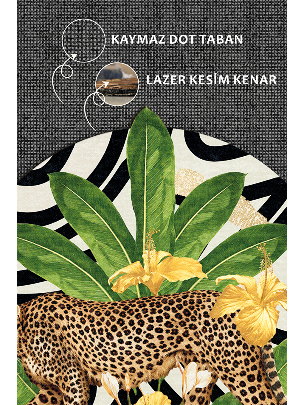Yeşil Modern Dekoratif Halı – Makinada Yıkanabilir, Kaymaz Taban, İnce Lazer Kesim Halı-3