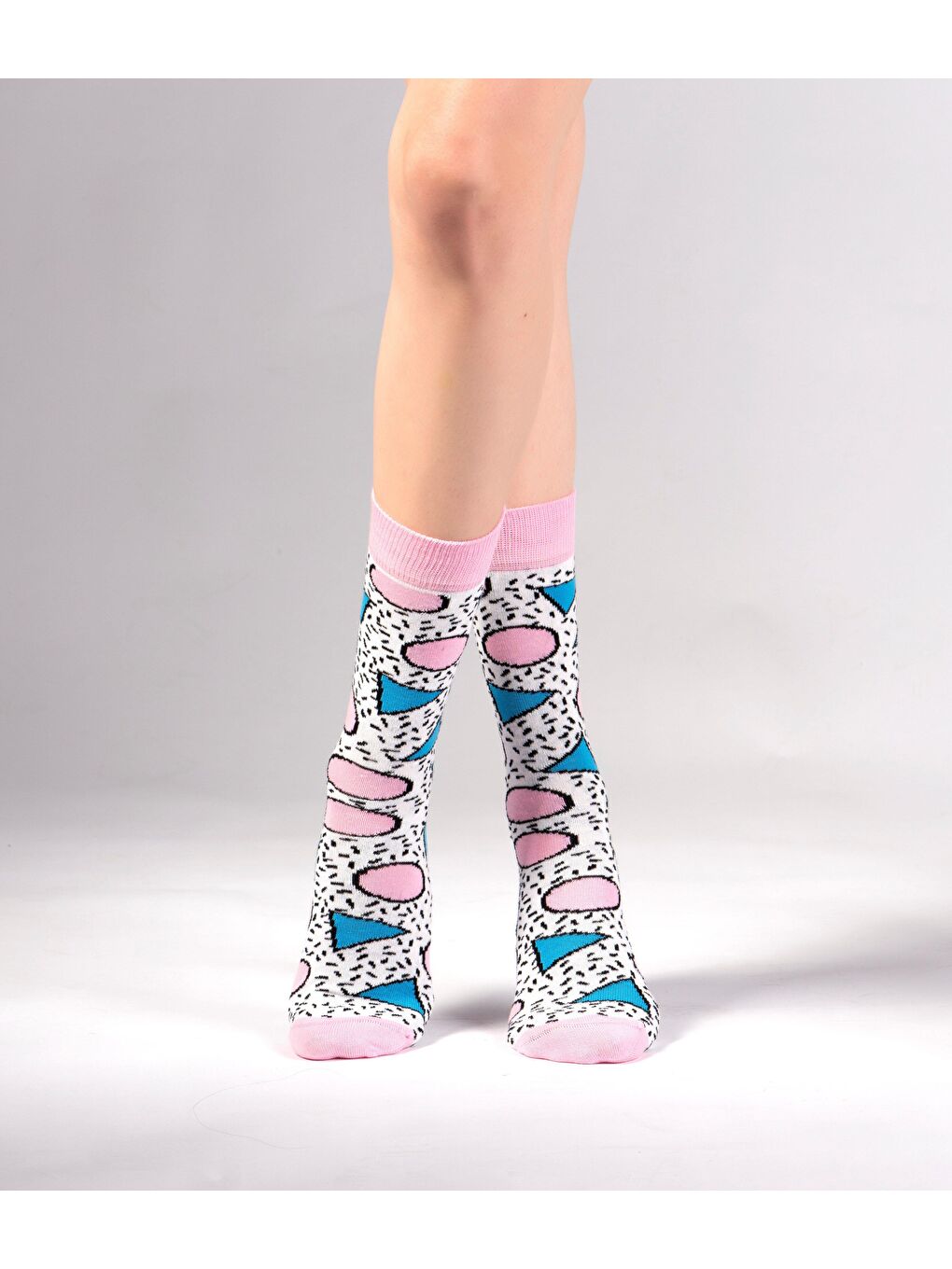 Beyaz Dots Desenli Çorap-1