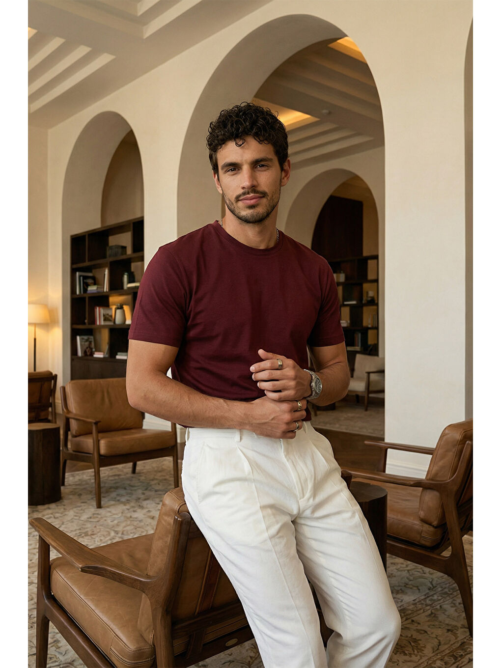 Bordo Erkek Regular Fit Yüksek Kalite %100 Pamuk Basic Tişört 24/1-3