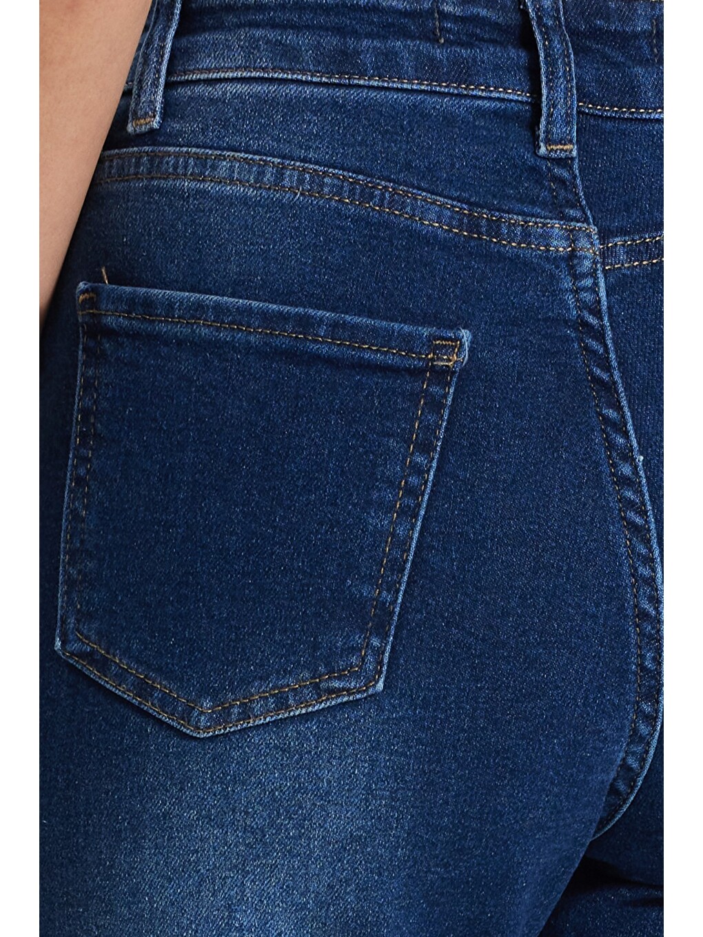 Kadın Relax Fit Rahat Kesim Pamuklu Elastanlı Cepli Palazzo Lacivert Jean Jean Pantolon-4