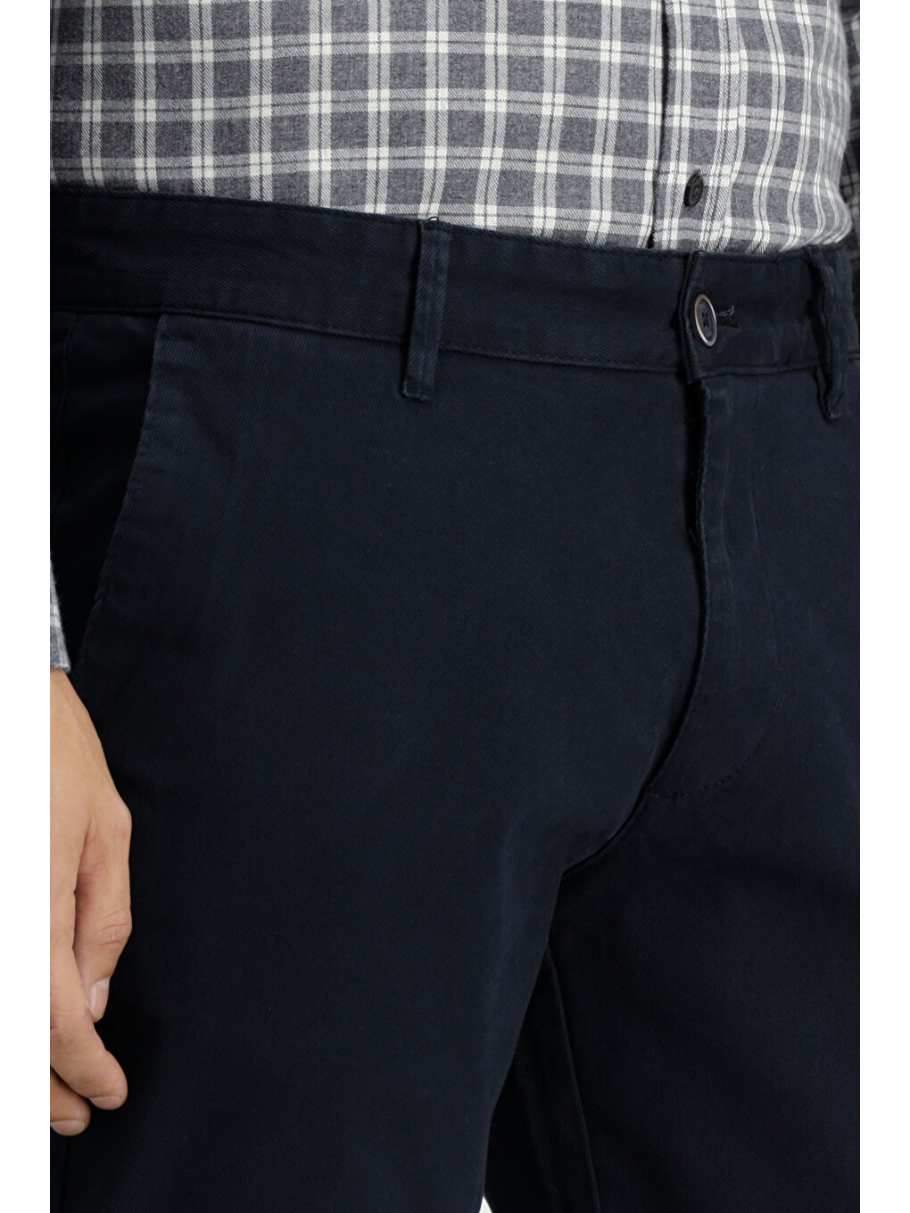 Lacivert Slim Fit Dar Kesim Elastanlı Kanvas / Chino Pantolon-2