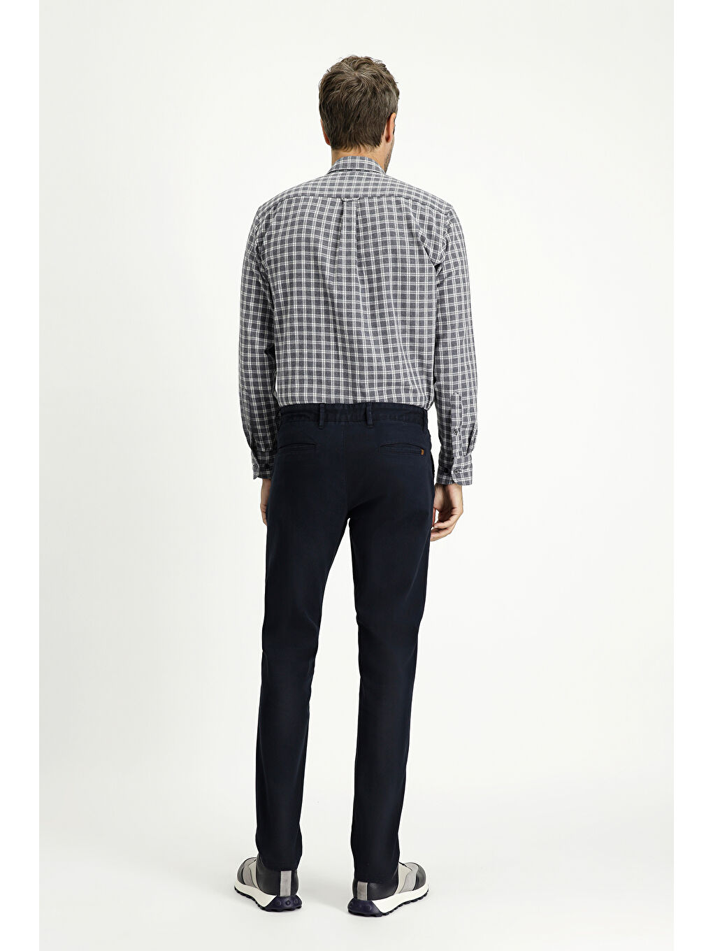 Lacivert Slim Fit Dar Kesim Elastanlı Kanvas / Chino Pantolon-3