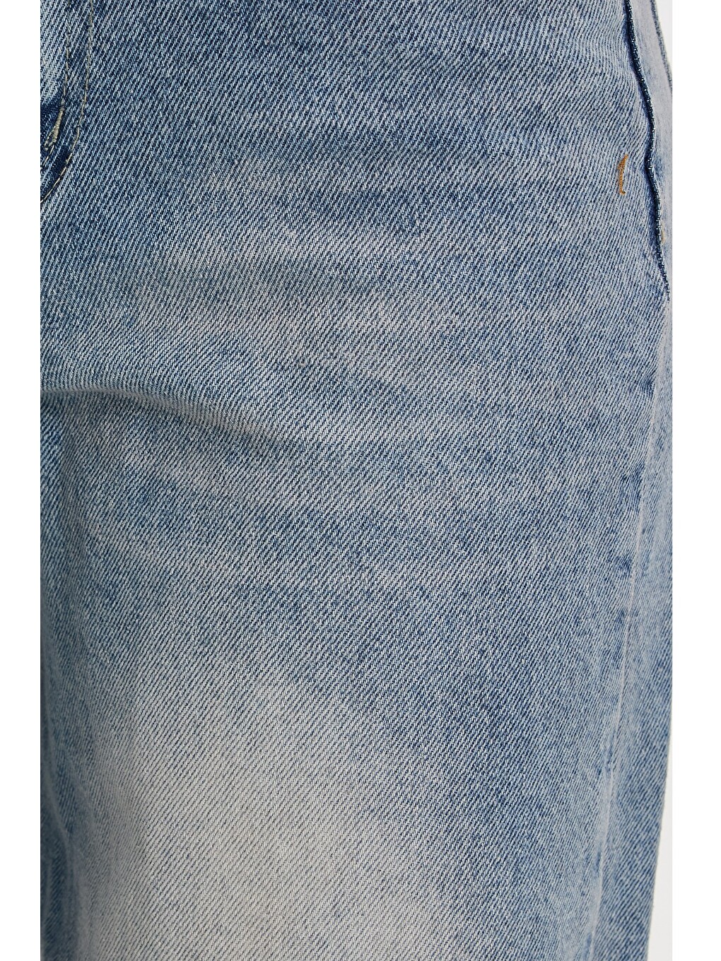 Kadın Relax Fit Rahat Kesim %100 Pamuk Cepli Geniş Paça Mavi Jean Jean Pantolon-4