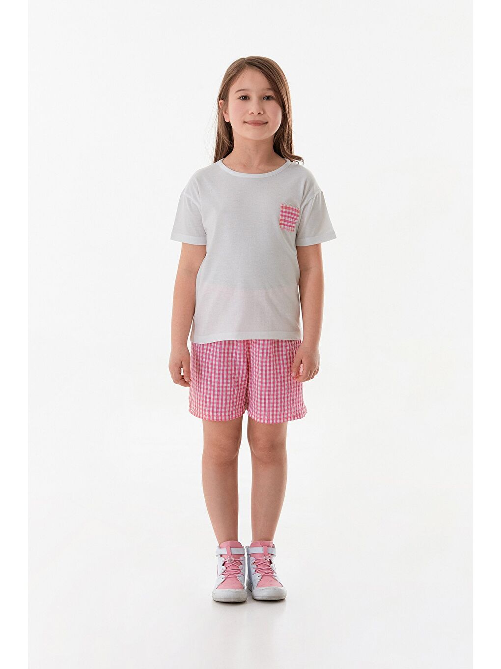 Pembe Pötikare Desenli Kız Çocuk Şortlu Takım