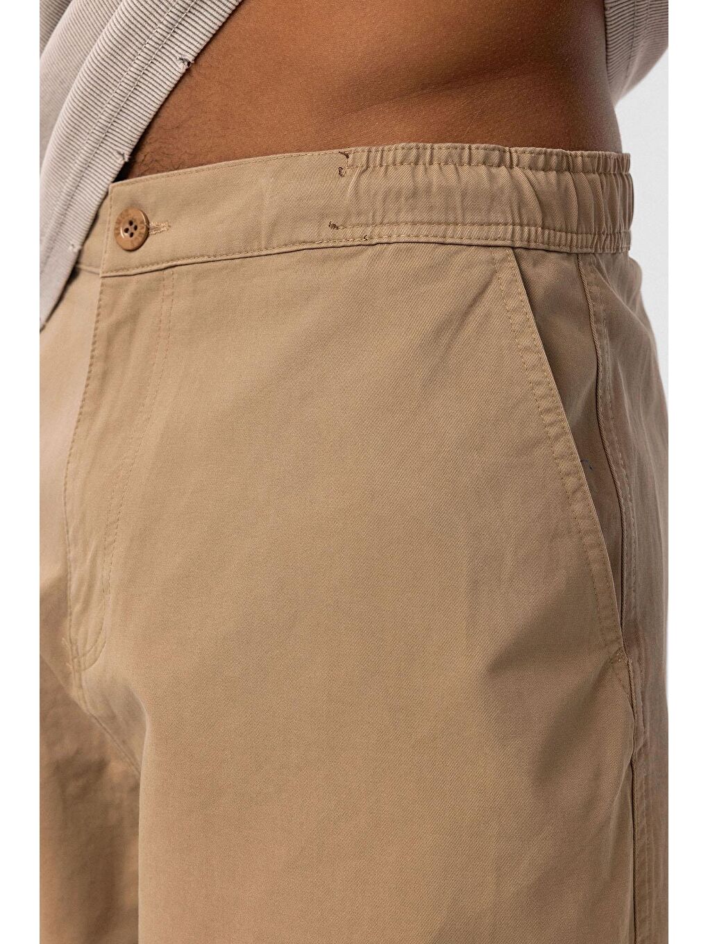 Kahverengi Yıkamalı Gabardin Baggy Erkek Pantolon Taba-5