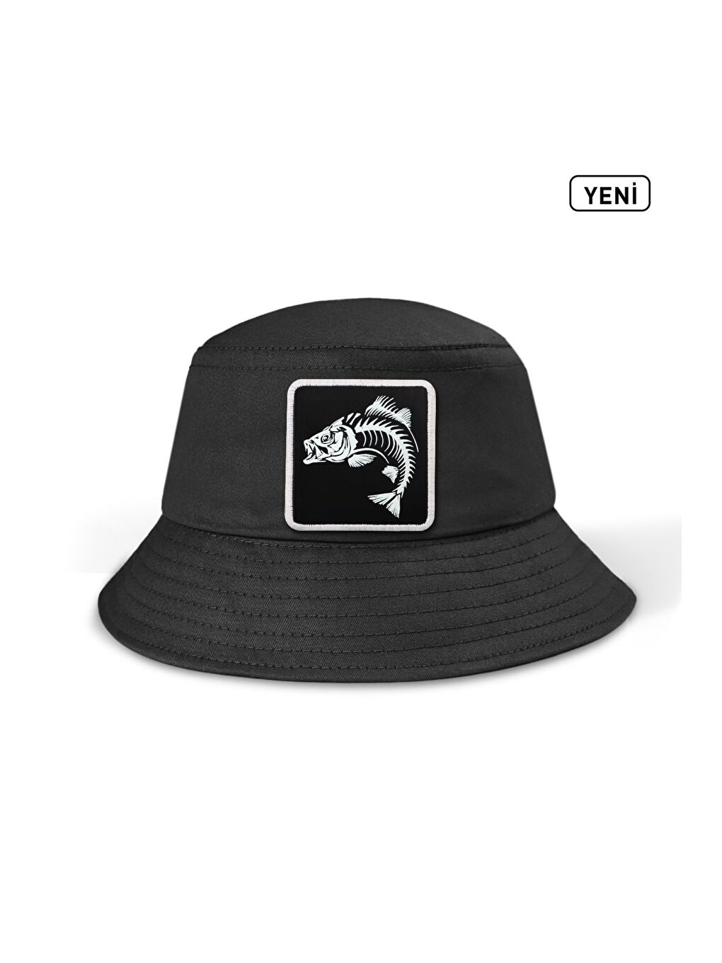 Balık Logolu Bucket Siyah Şapka
