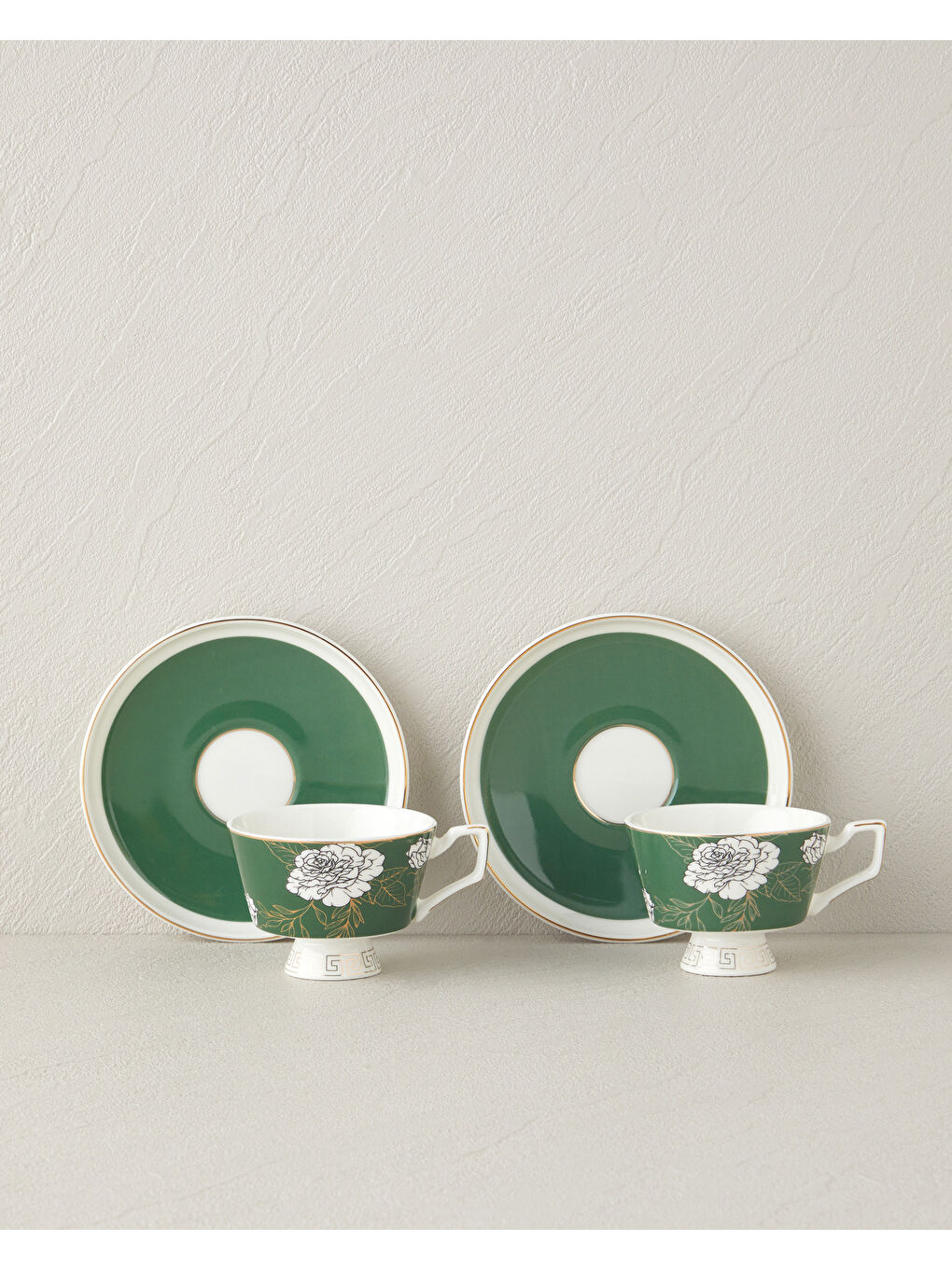 Evelina New Bone China 4 Parça 2 Kişilik Kahve Fincan Takımı 90 ml Koyu Yeşil-1