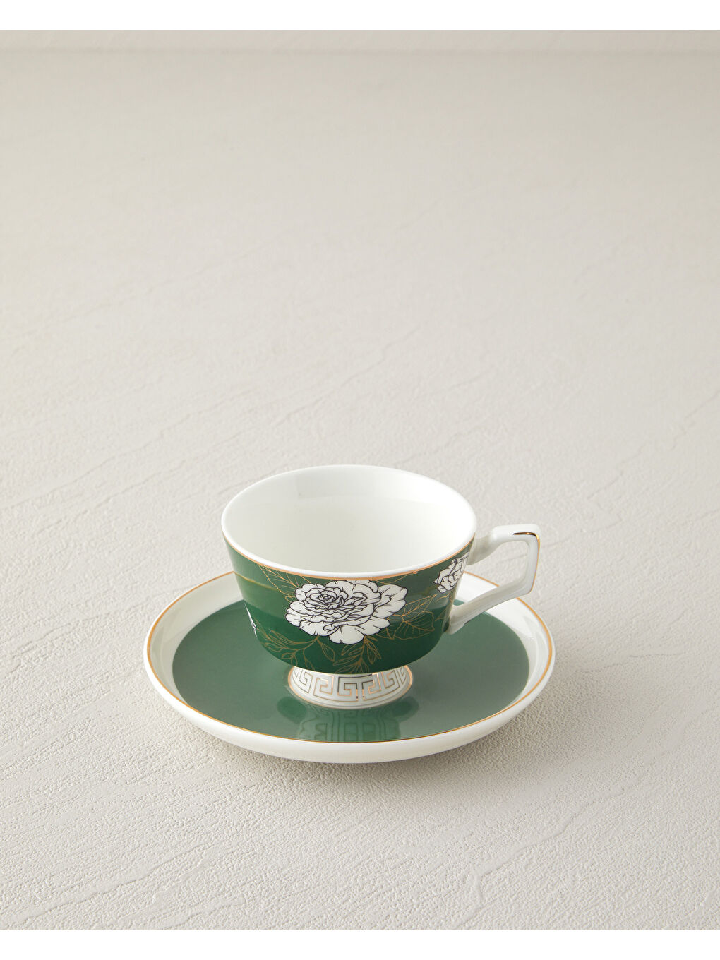 Evelina New Bone China 4 Parça 2 Kişilik Kahve Fincan Takımı 90 ml Koyu Yeşil-2