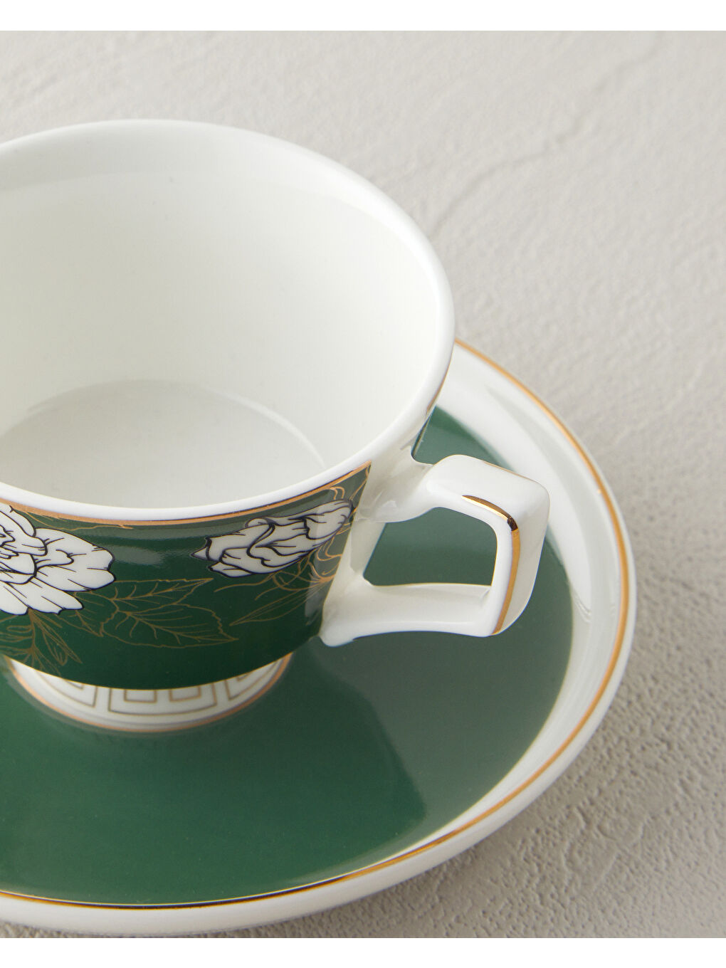 Evelina New Bone China 4 Parça 2 Kişilik Kahve Fincan Takımı 90 ml Koyu Yeşil-3