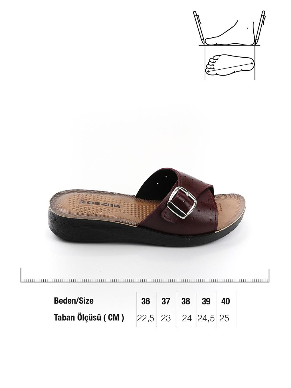 Bordo Yazlık Comfort Taban Kadın Günlük Terlik-3