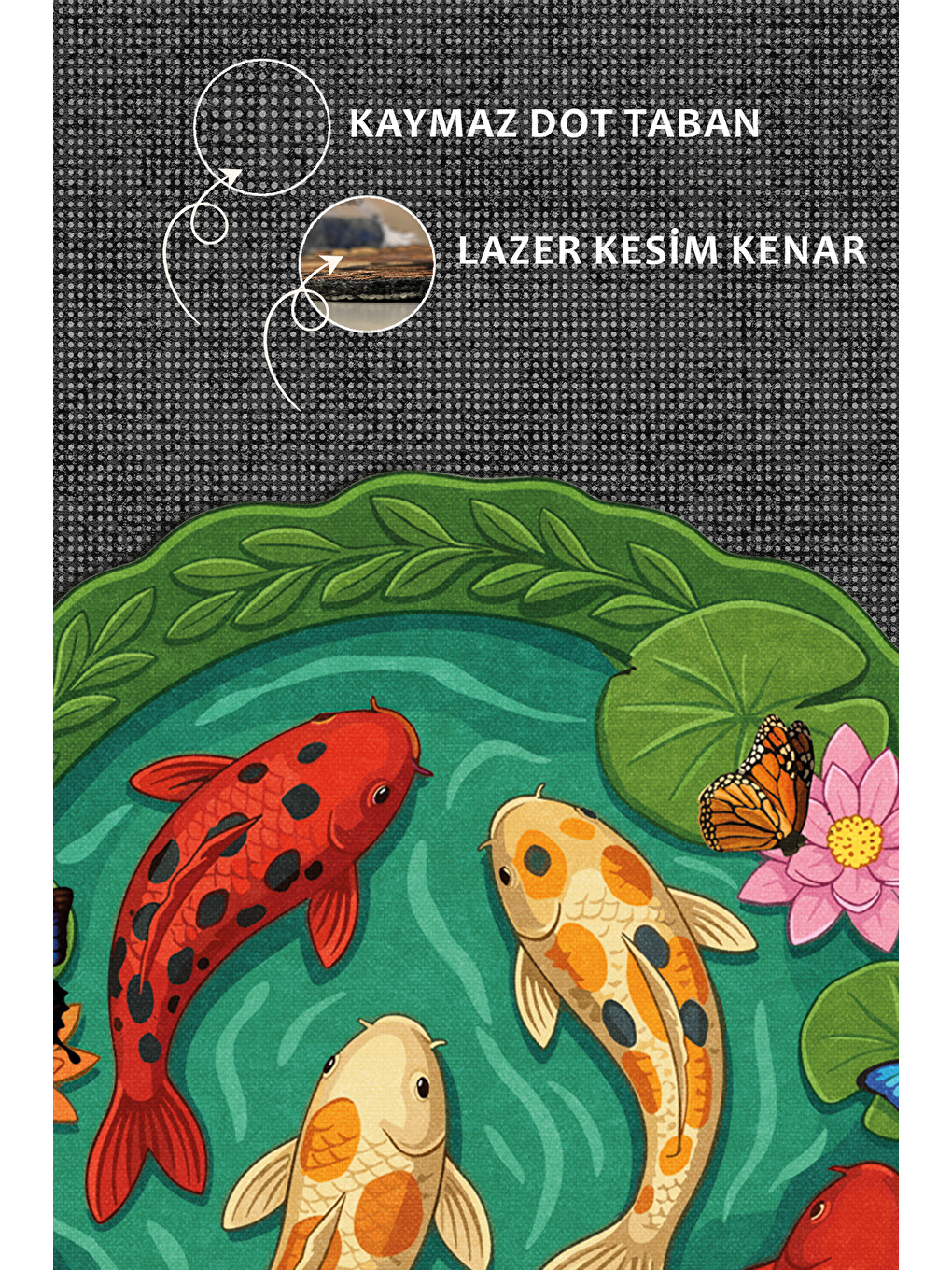 Yeşil Modern Dekoratif Halı – Makinada Yıkanabilir, Kaymaz Taban, İnce Lazer Kesim Halı-3