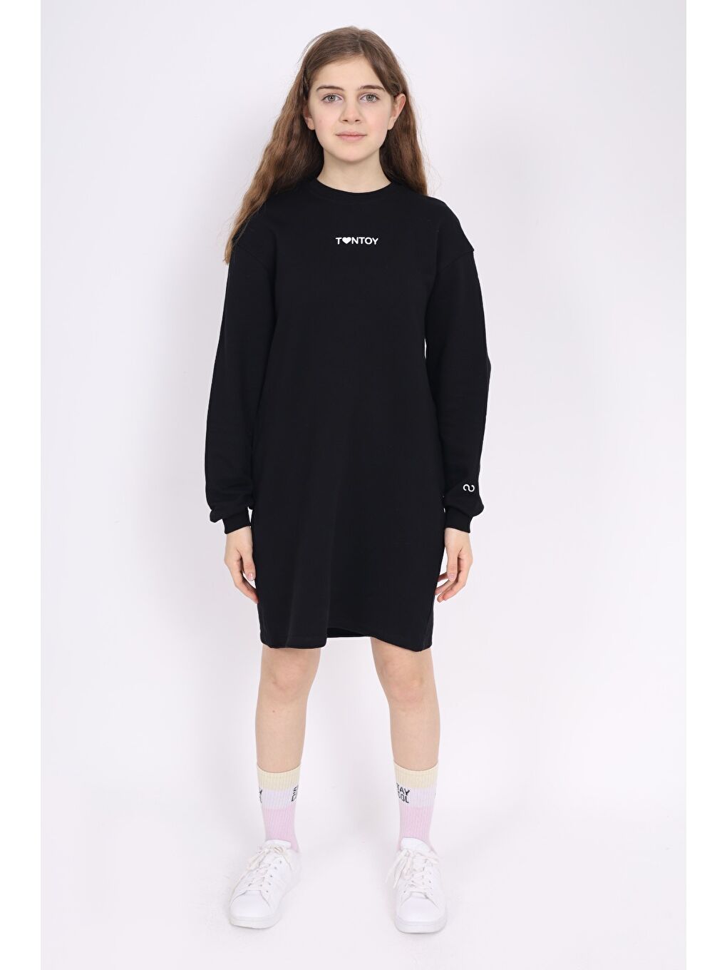 Siyah Kız Çocuk Baskılı Elbise
