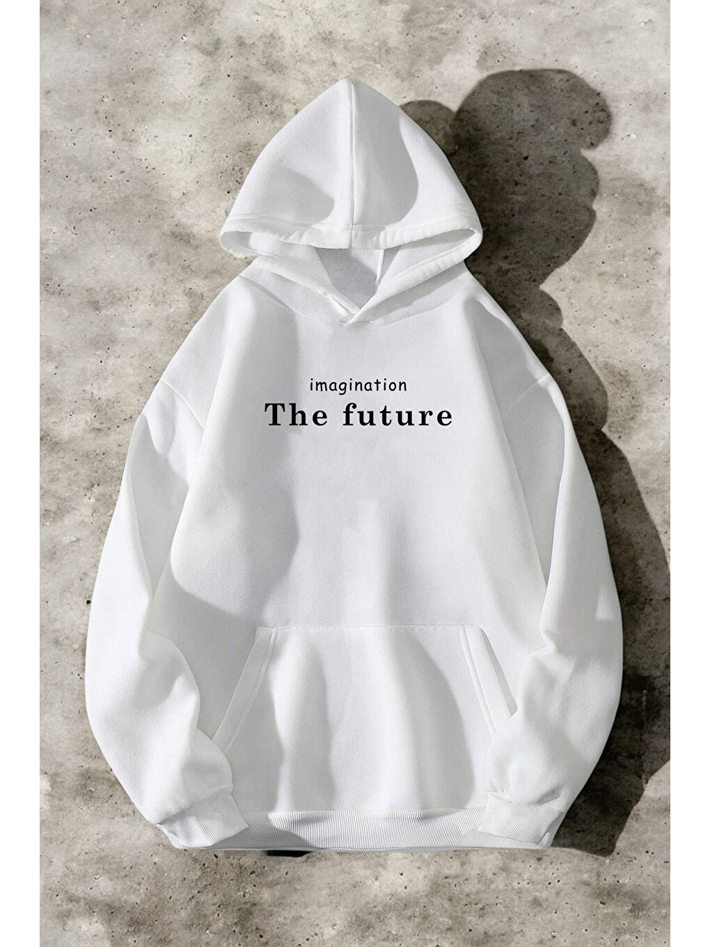 uyguntarz Beyaz The Future Baskılı Oversize Sweatshirt