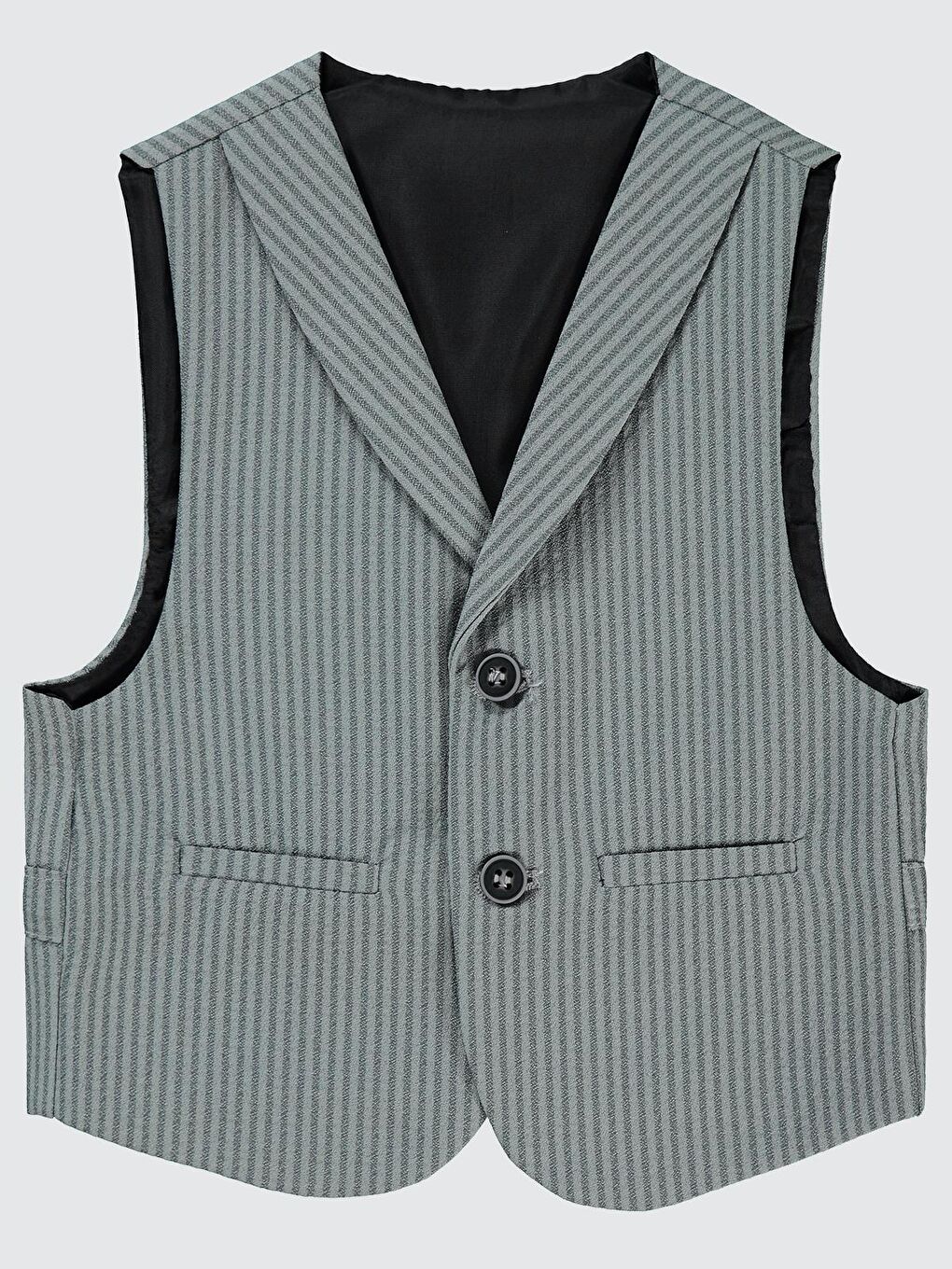 Boys Fitilli Keten 2-5 Yaş Yelek - Gri 5-6 Yaş-1