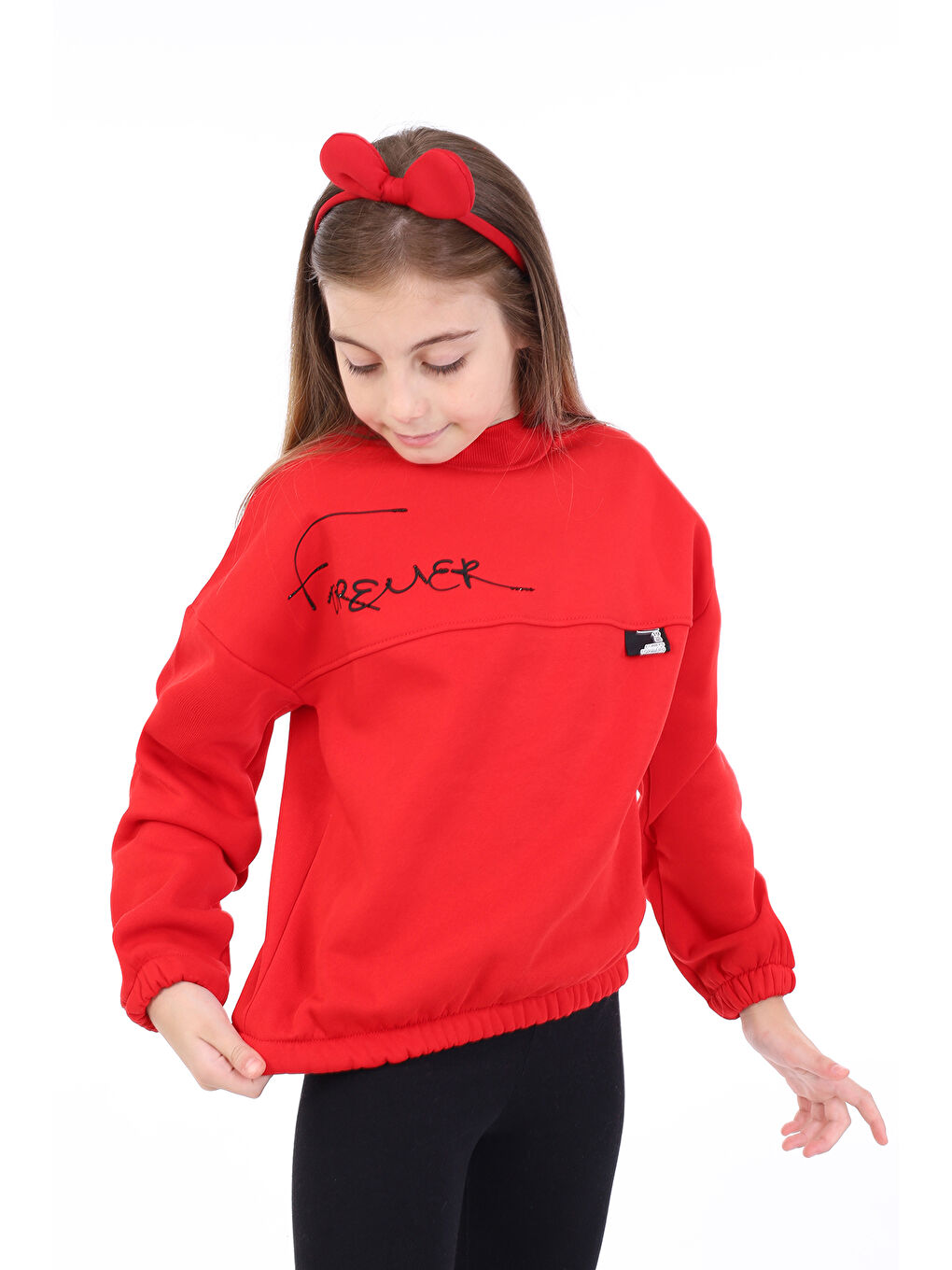 Toontoykids Kirmizi Kız Çocuk Baskılı Sweatshirt