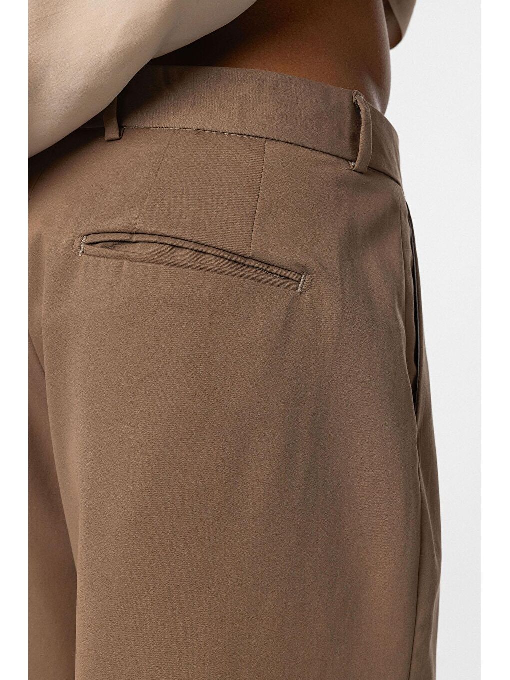 Bej Baggy Fit Pileli Kumaş Erkek Pantolon Vizon-6