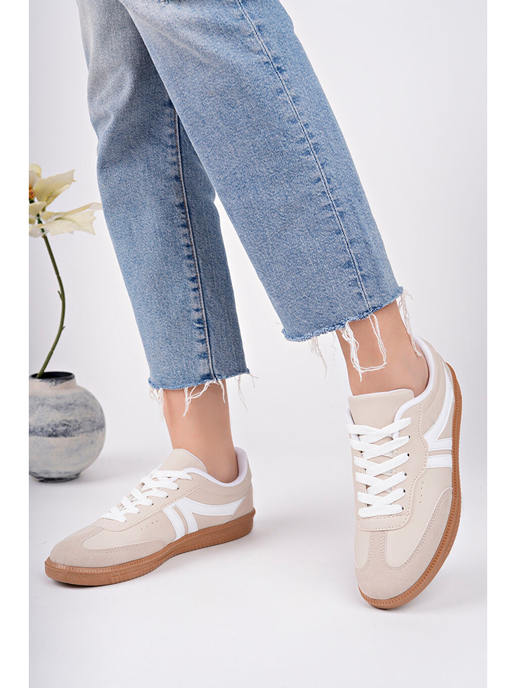 Ekru Sneaker Günlük Ayakkabı-2