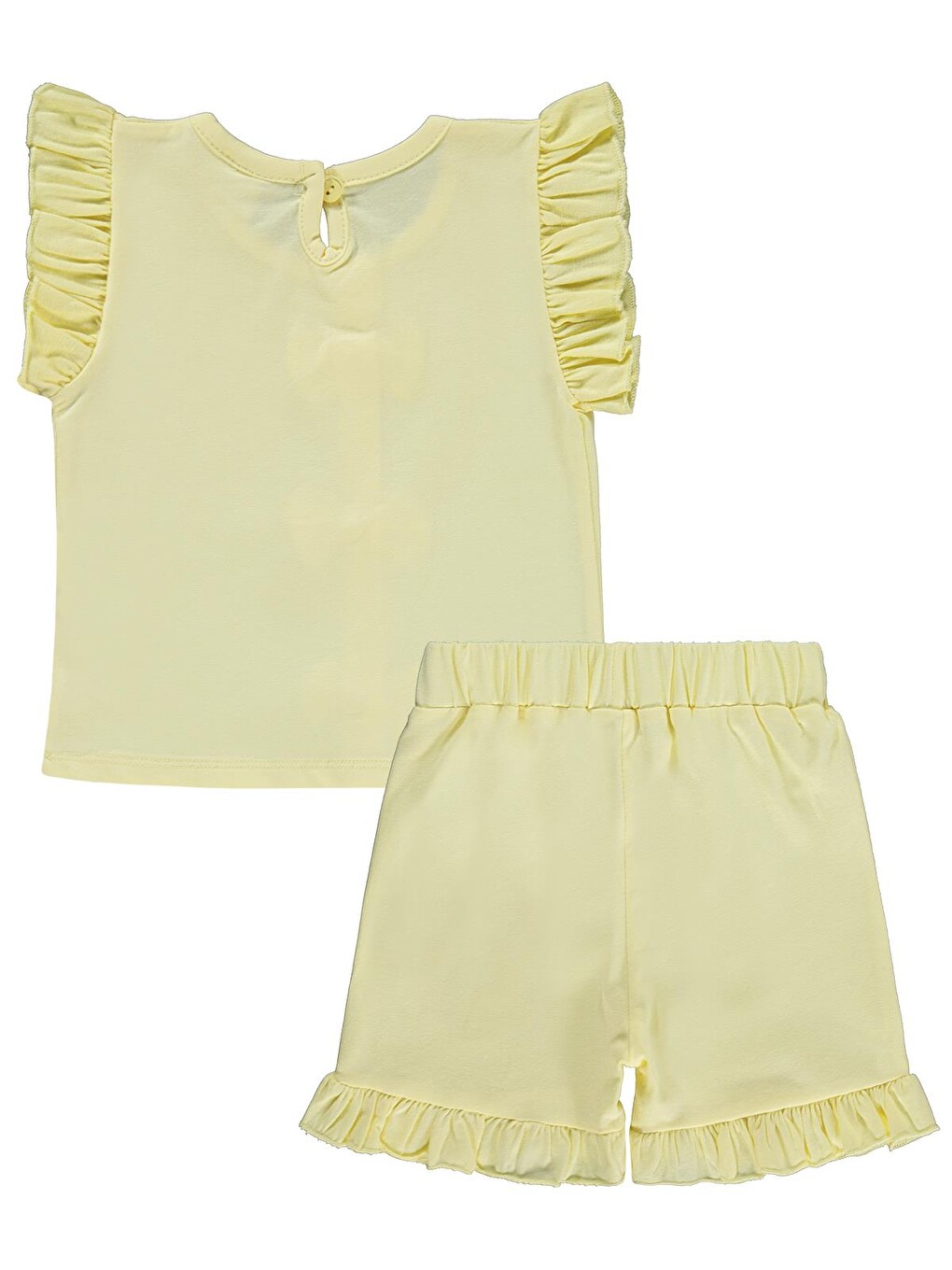 Baby Mobil Fiyonklu Şortlu 6-18 Ay Takım - Sarı-1